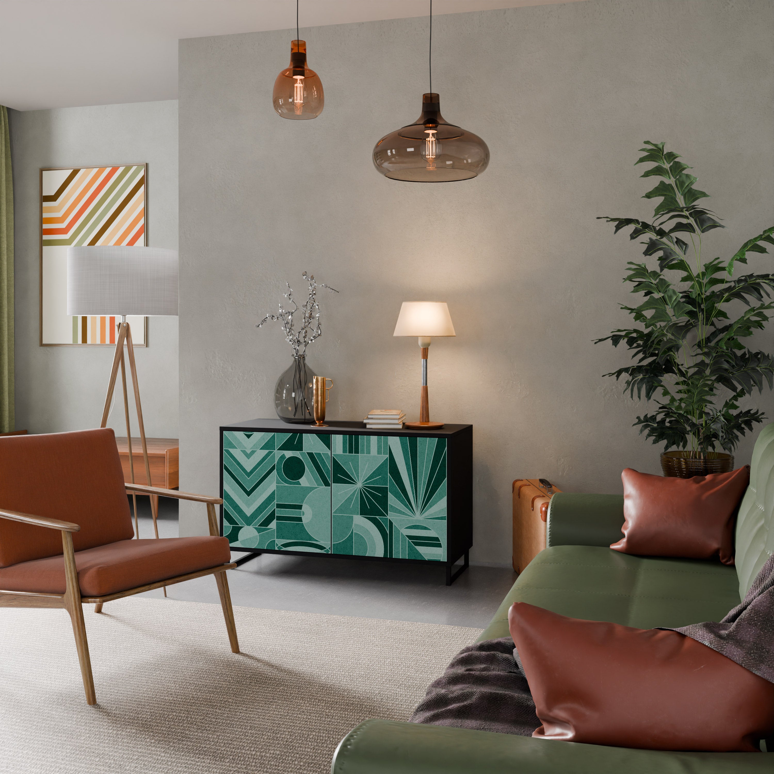 HARMONIC GRID 2-Door Sideboard in Black Finish