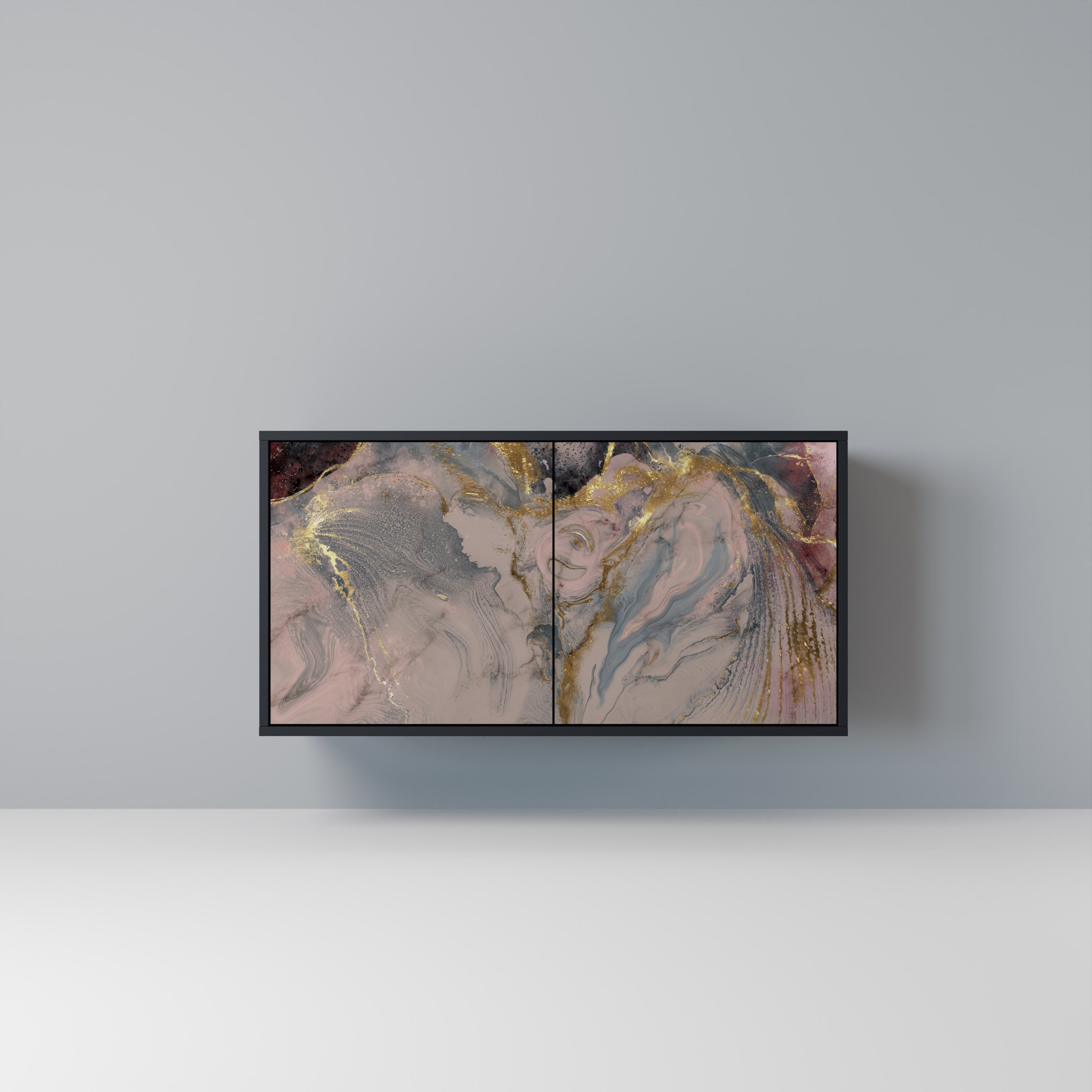 GILDED SWIRLS 2-Door Sideboard in Black Finish