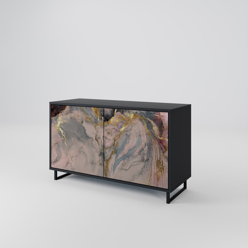 GILDED SWIRLS 2-Door Sideboard in Black Finish