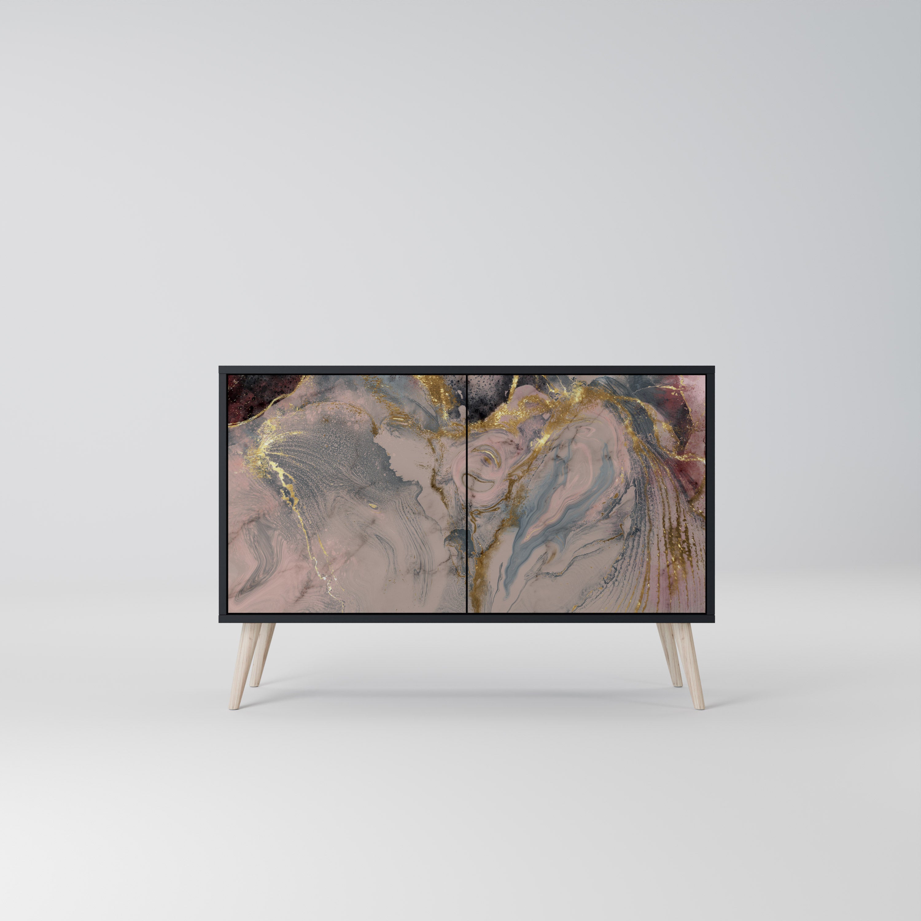 GILDED SWIRLS 2-Door Sideboard in Black Finish