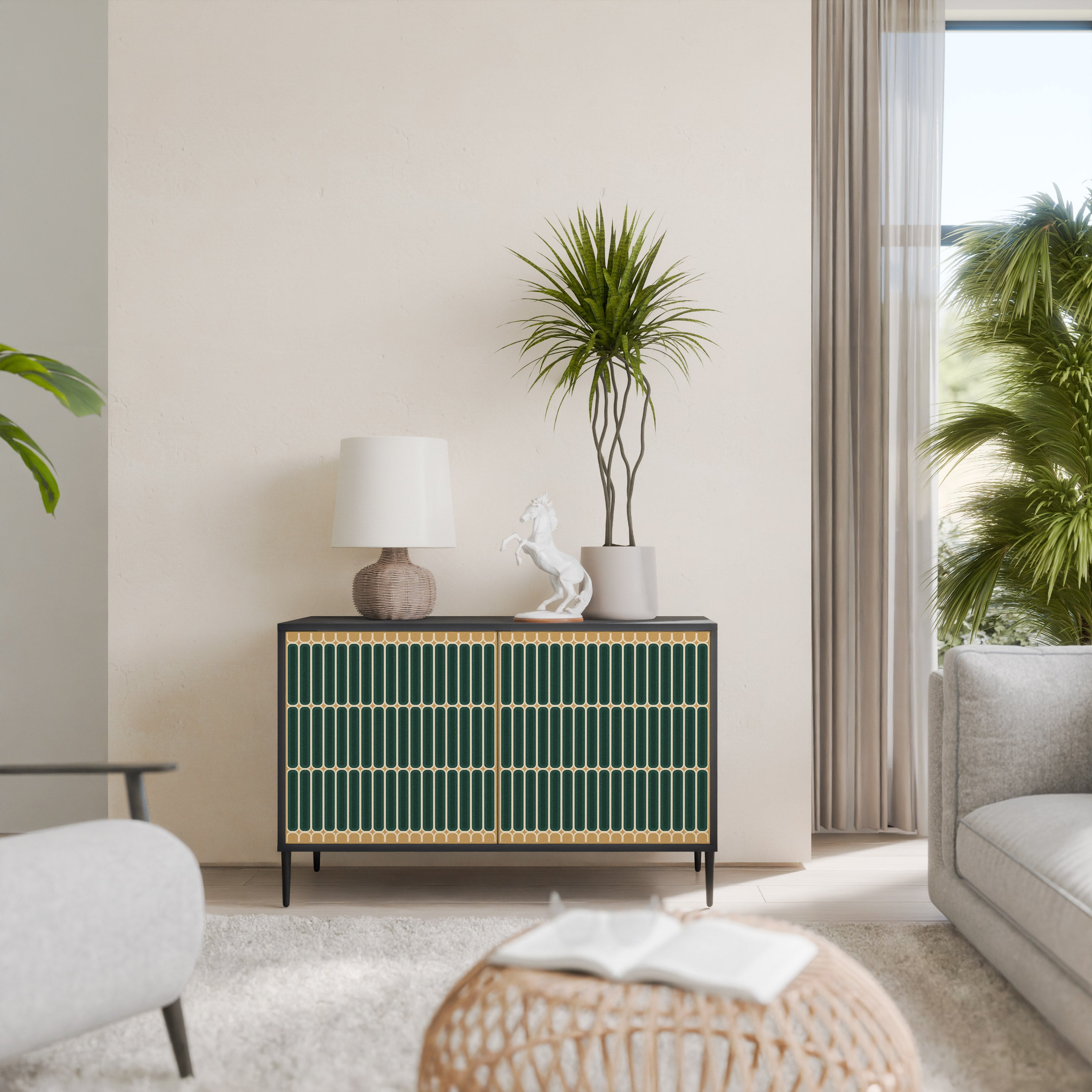 ILUSION GATE 2-Door Sideboard in Black Finish