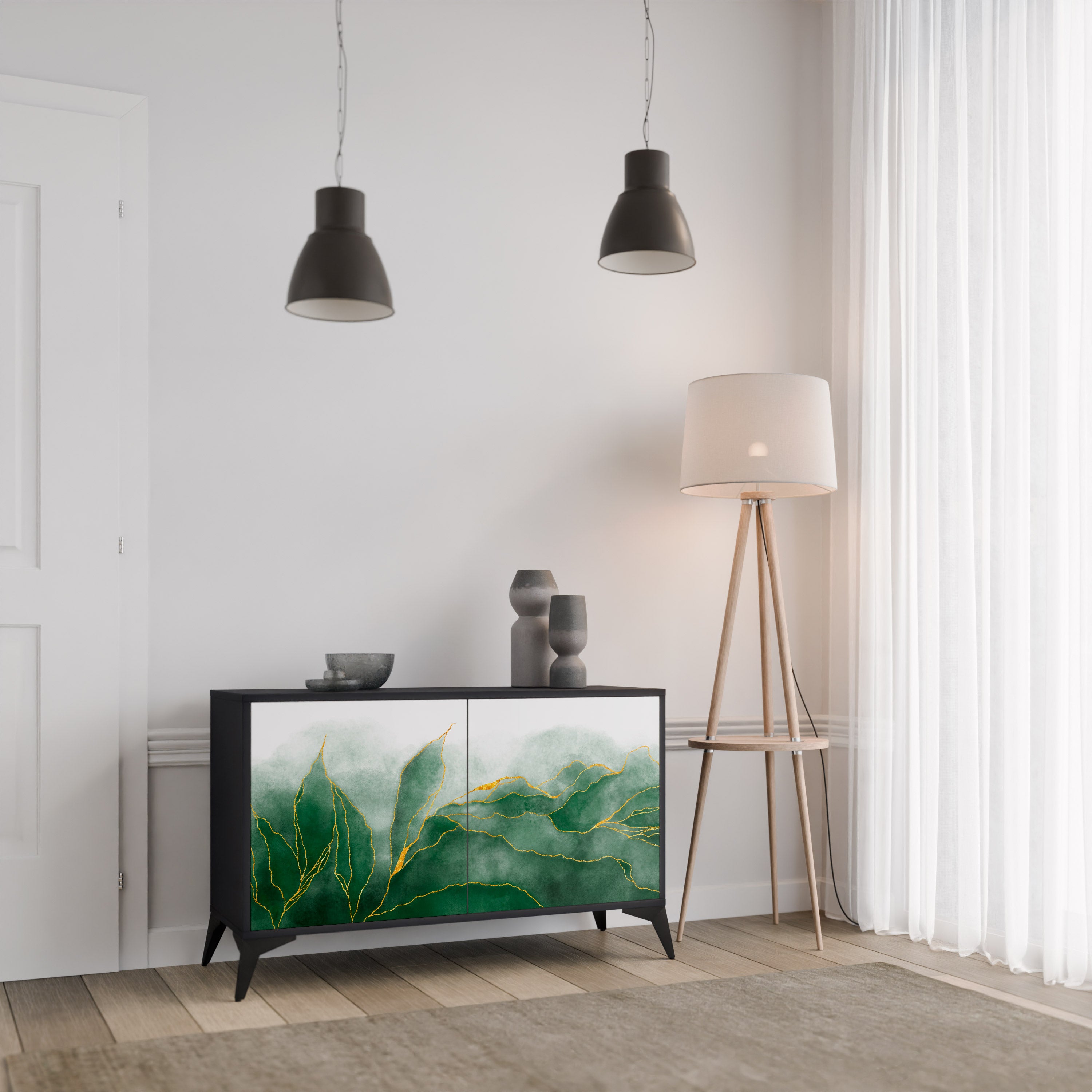 EXPENSIVE NATURE 2-Door Sideboard in Black Finish