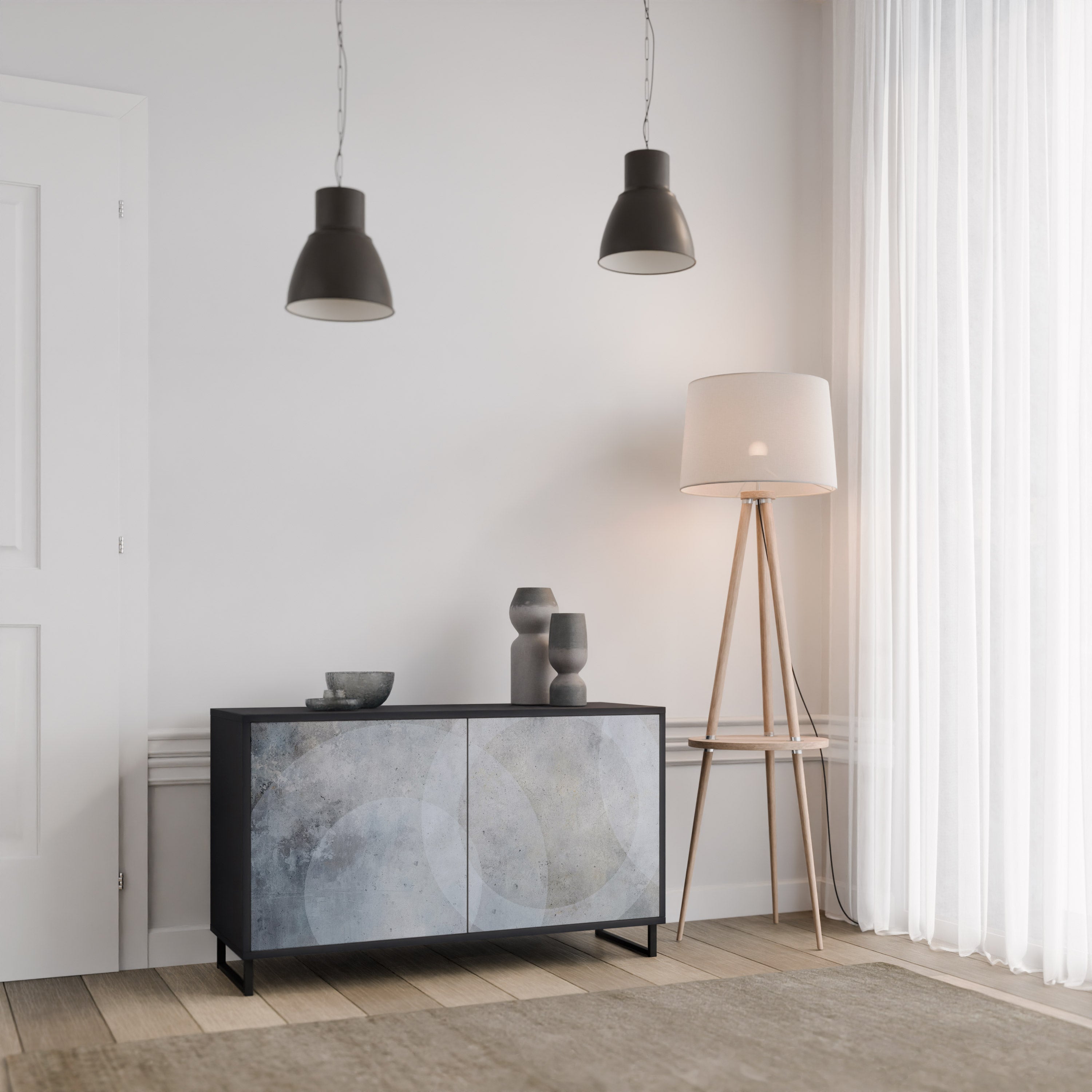 MUTED ARC 2-Door Sideboard in Black Finish