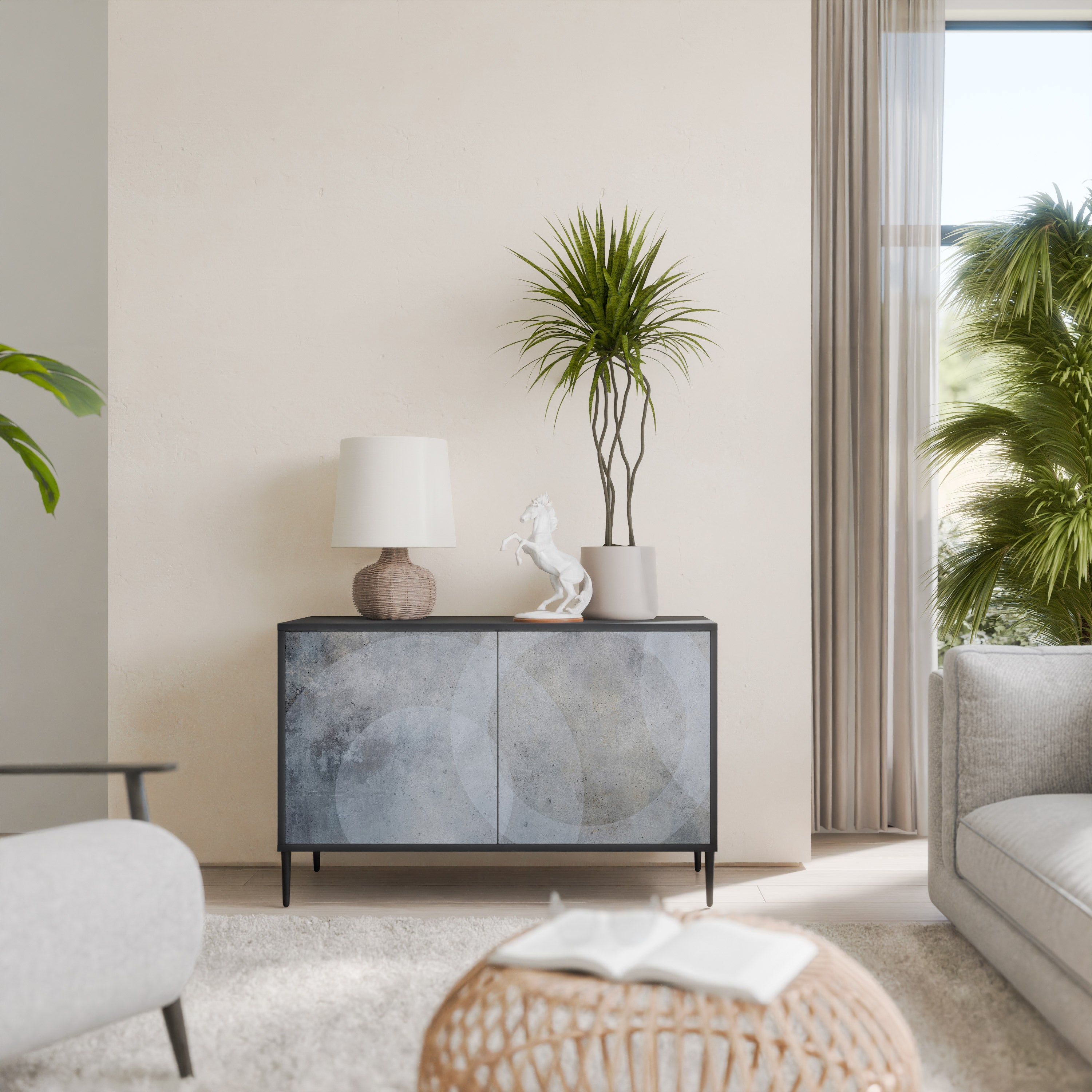 MUTED ARC 2-Door Sideboard in Black Finish