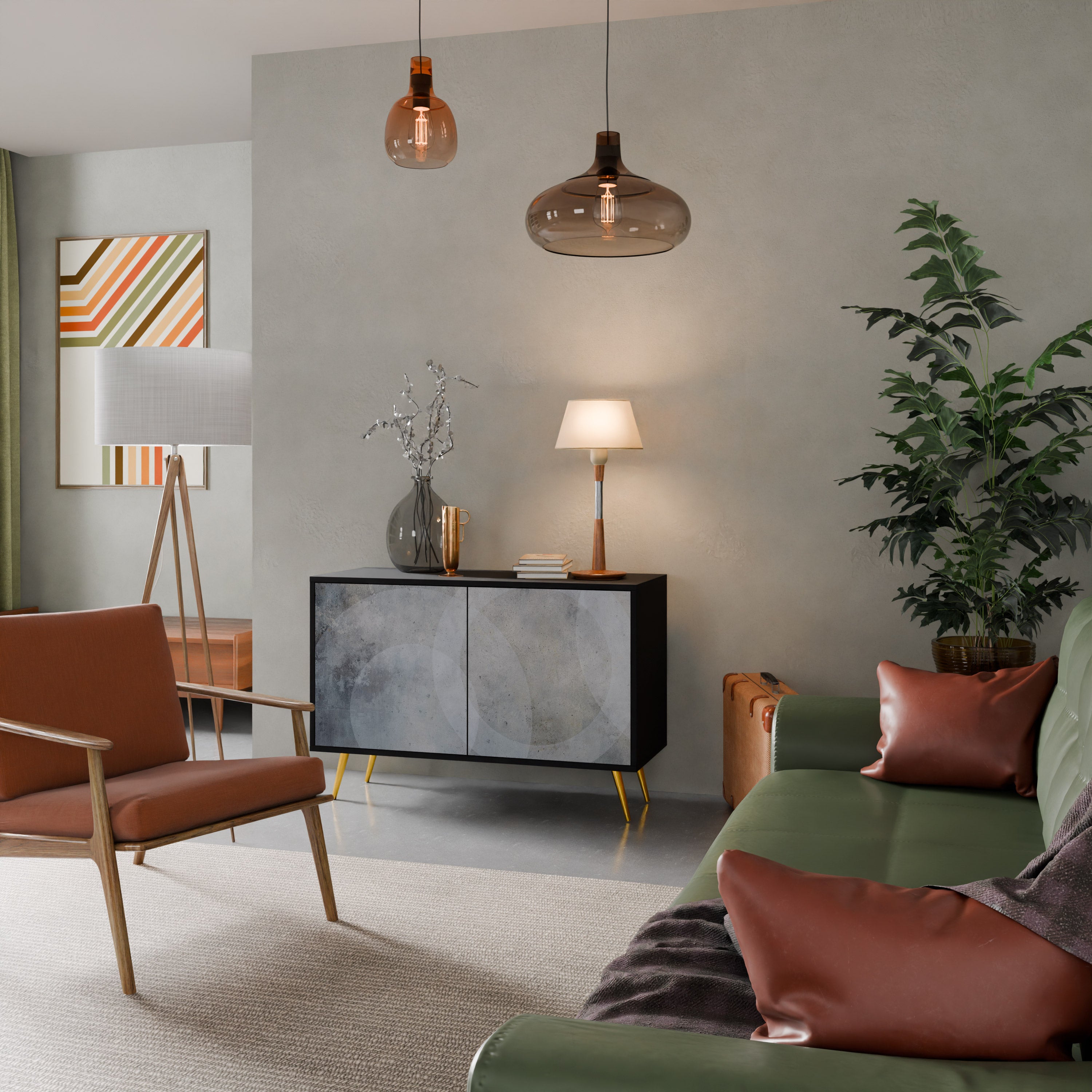 MUTED ARC 2-Door Sideboard in Black Finish