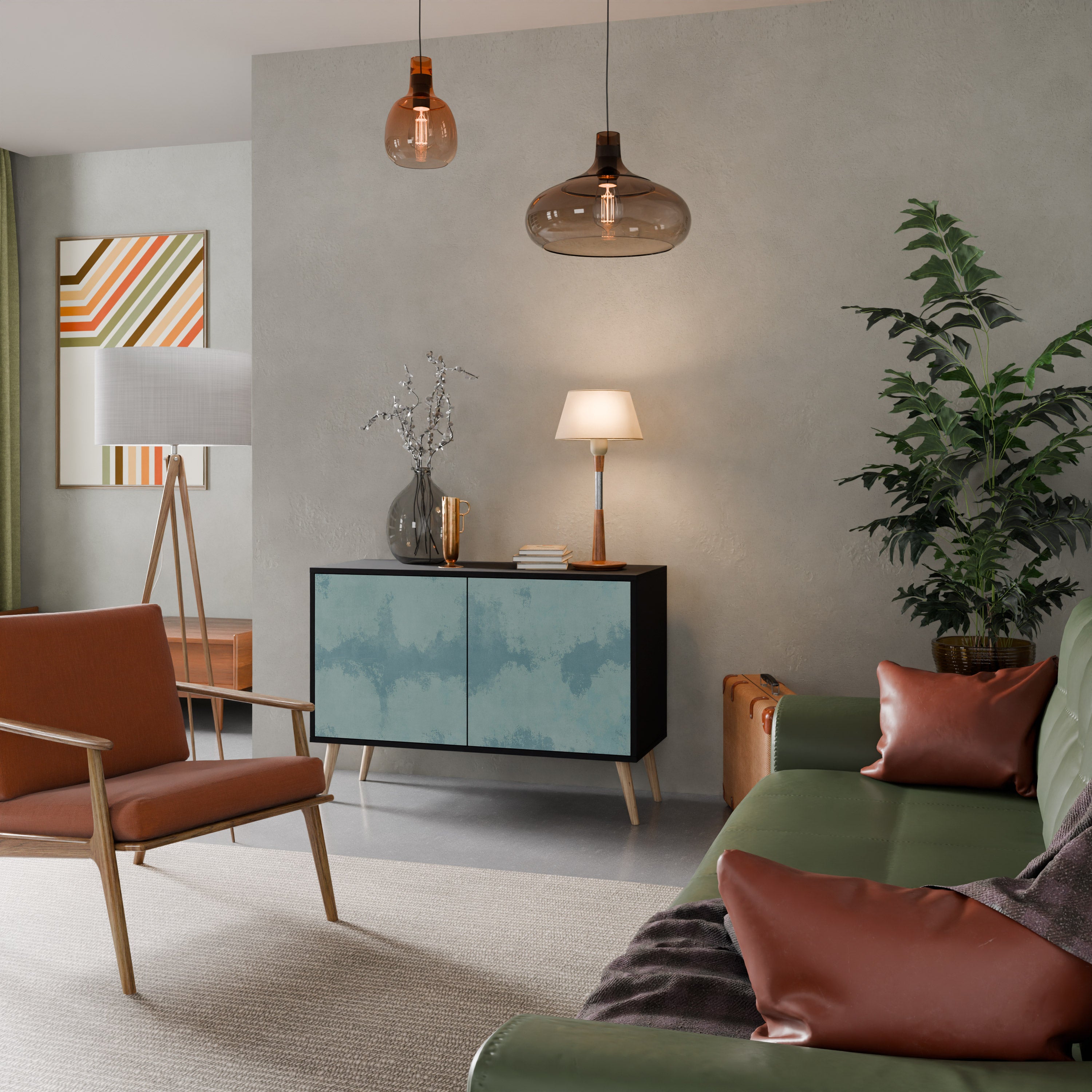 SKY WASH 2-Door Sideboard in Black Finish