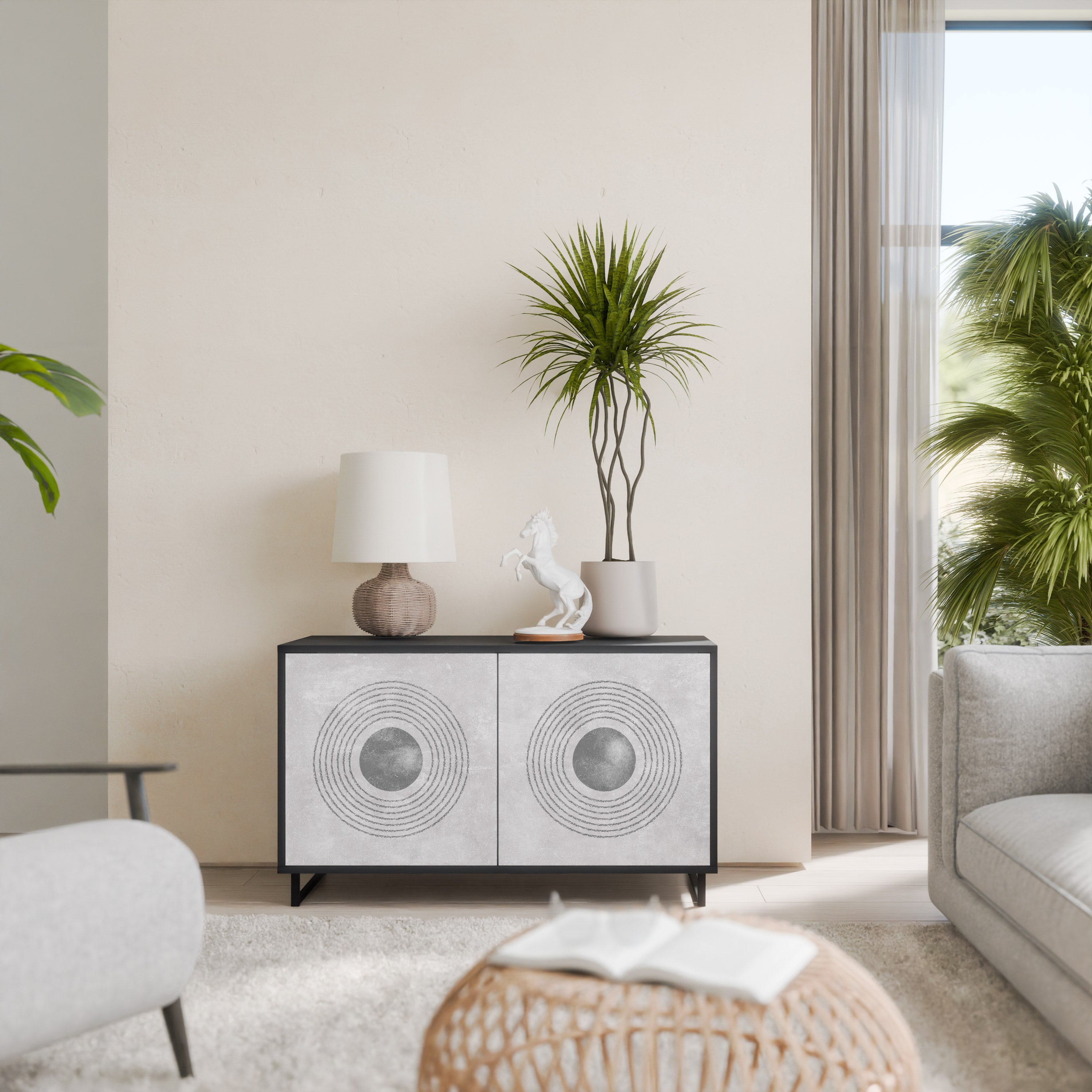 SOLID CIRCLES 2-Door Sideboard in Black Finish