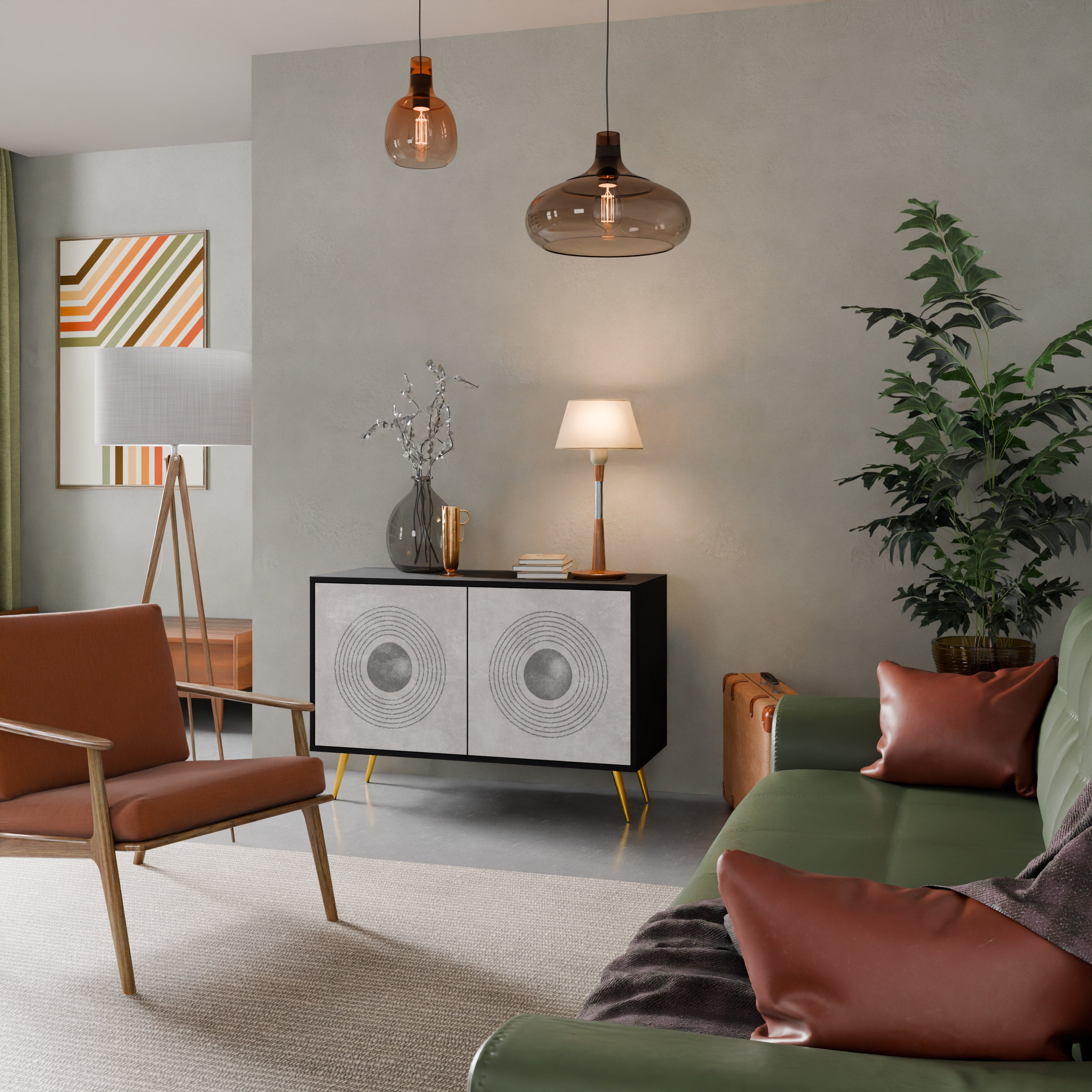 SOLID CIRCLES 2-Door Sideboard in Black Finish