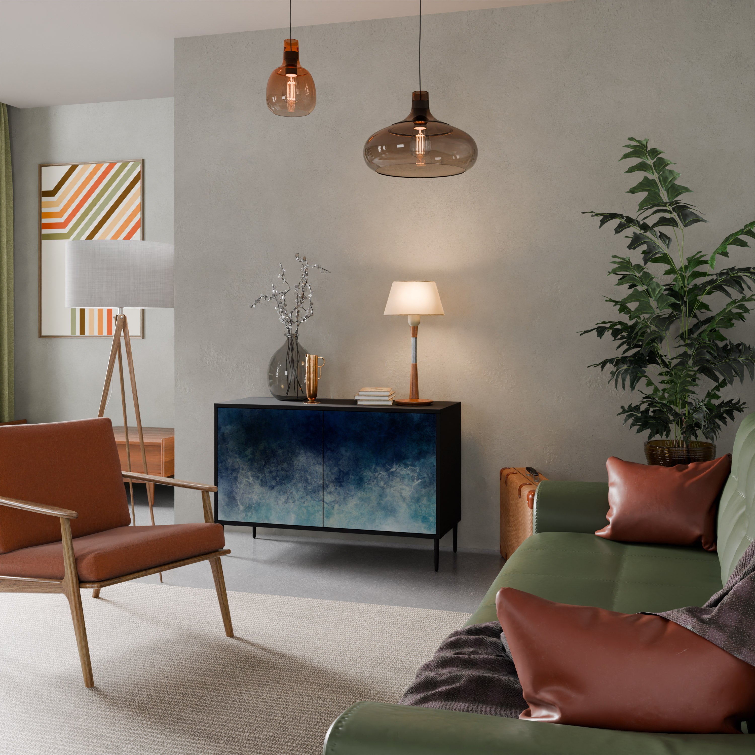 CELESTIAL FALL 2-Door Sideboard in Black Finish