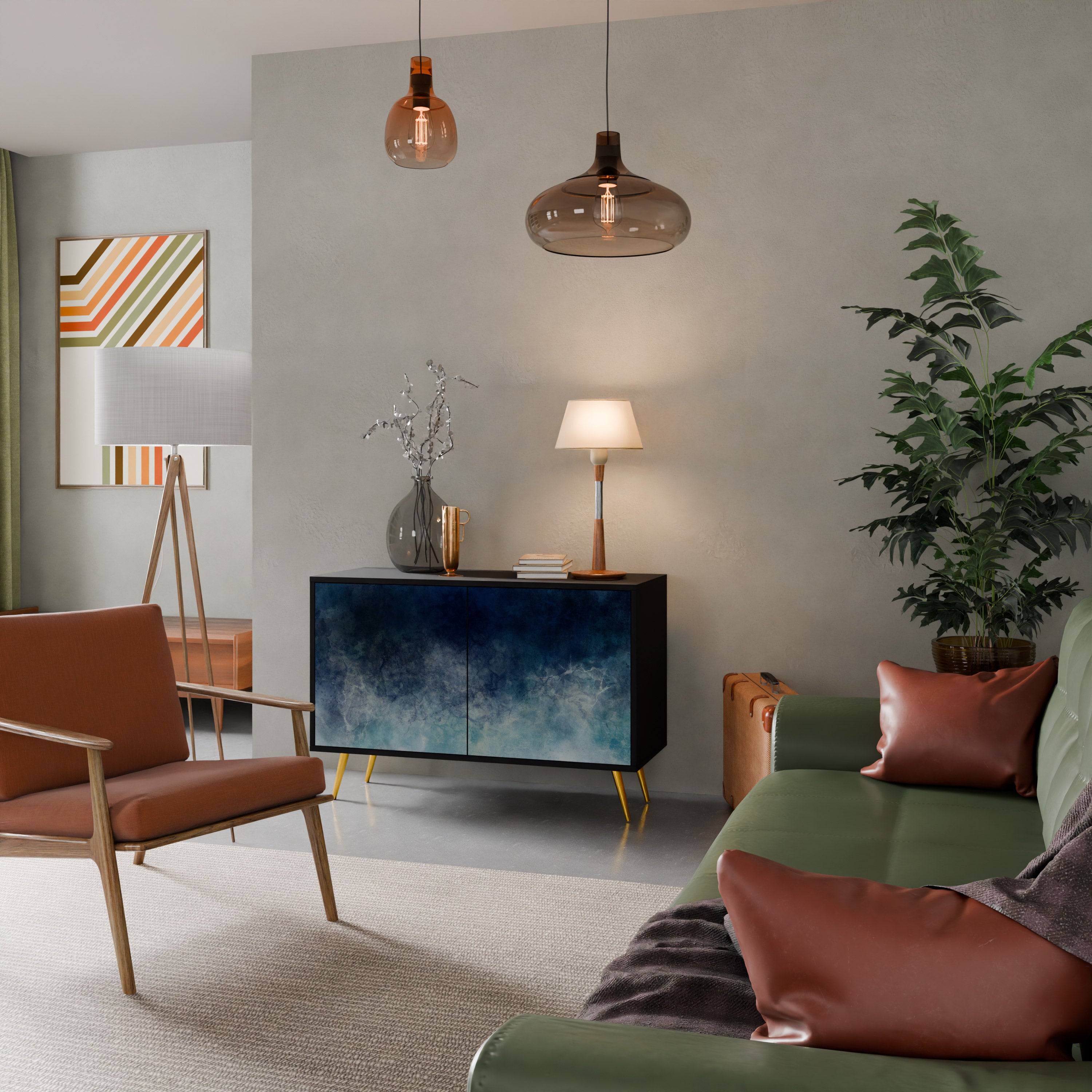 CELESTIAL FALL 2-Door Sideboard in Black Finish