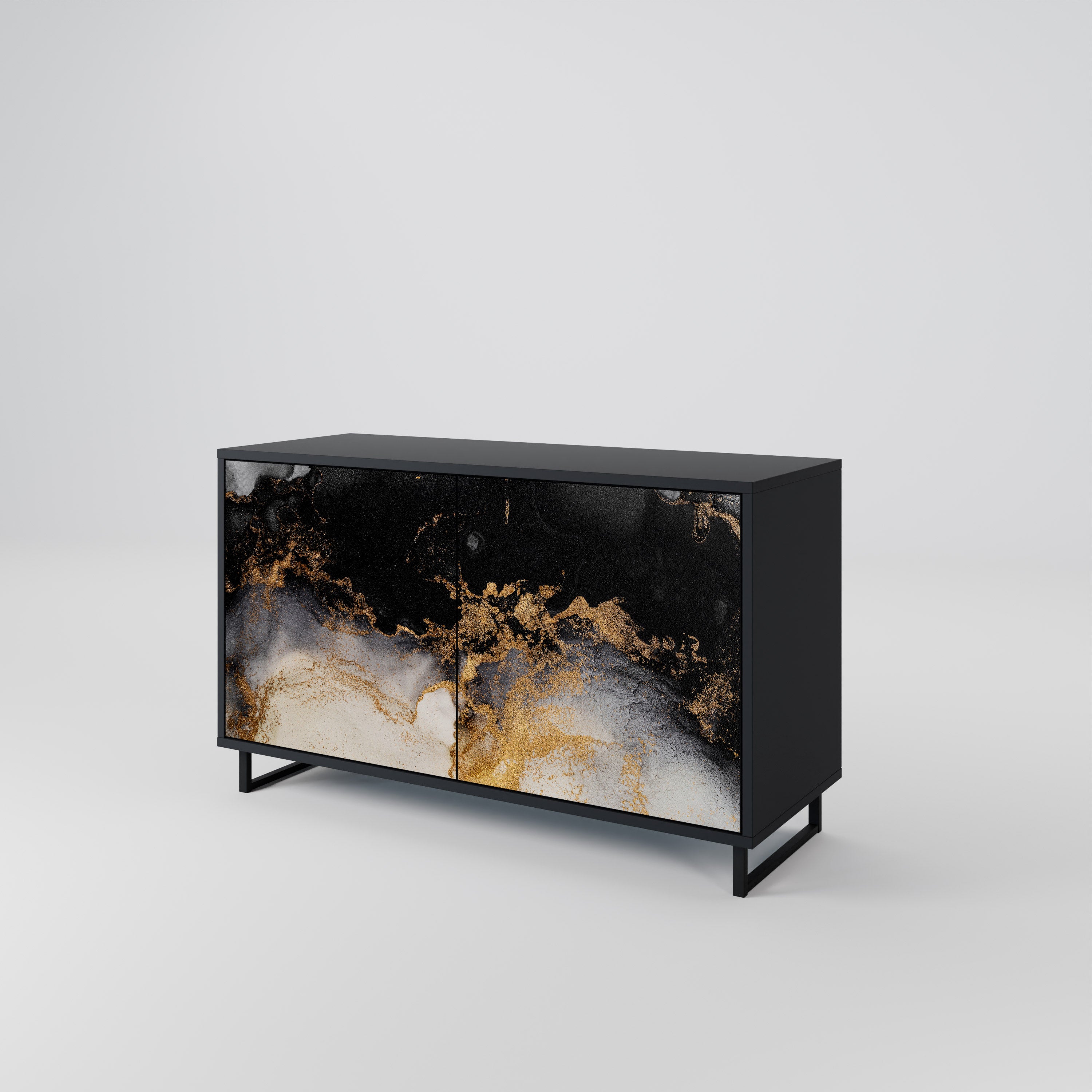 MARBLE OF TOMMORROW 2-Door Sideboard in Black Finish