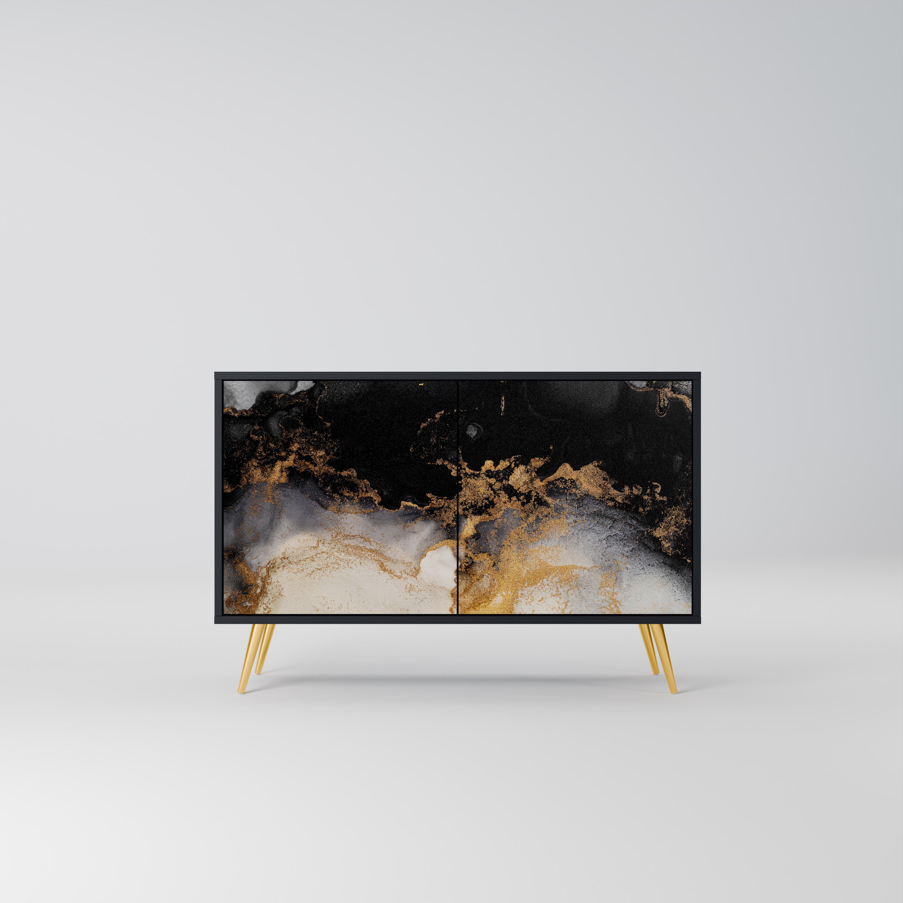 MARBLE OF TOMMORROW 2-Door Sideboard in Black Finish
