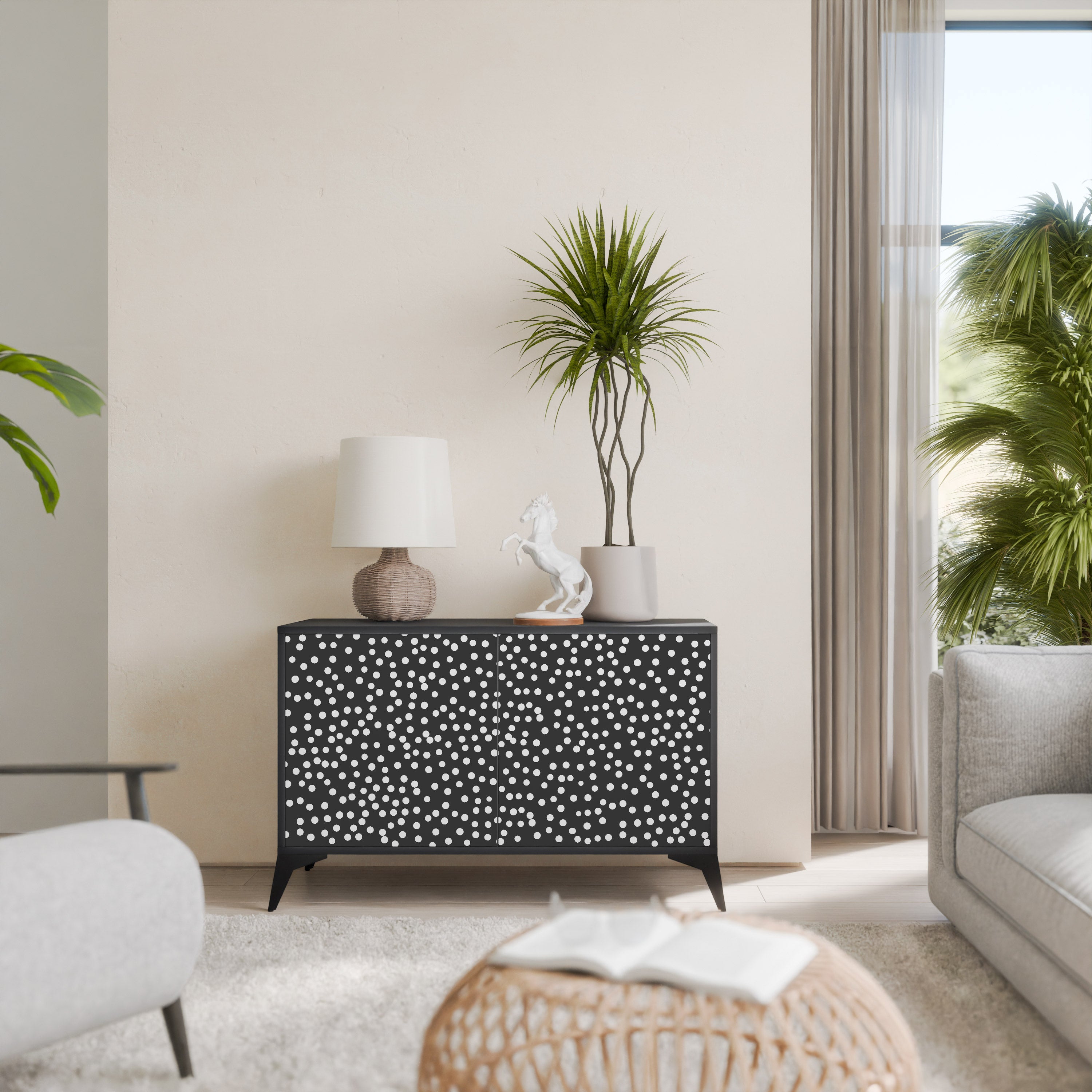 BLINDING LIGHTS 2-Door Sideboard in Black Finish