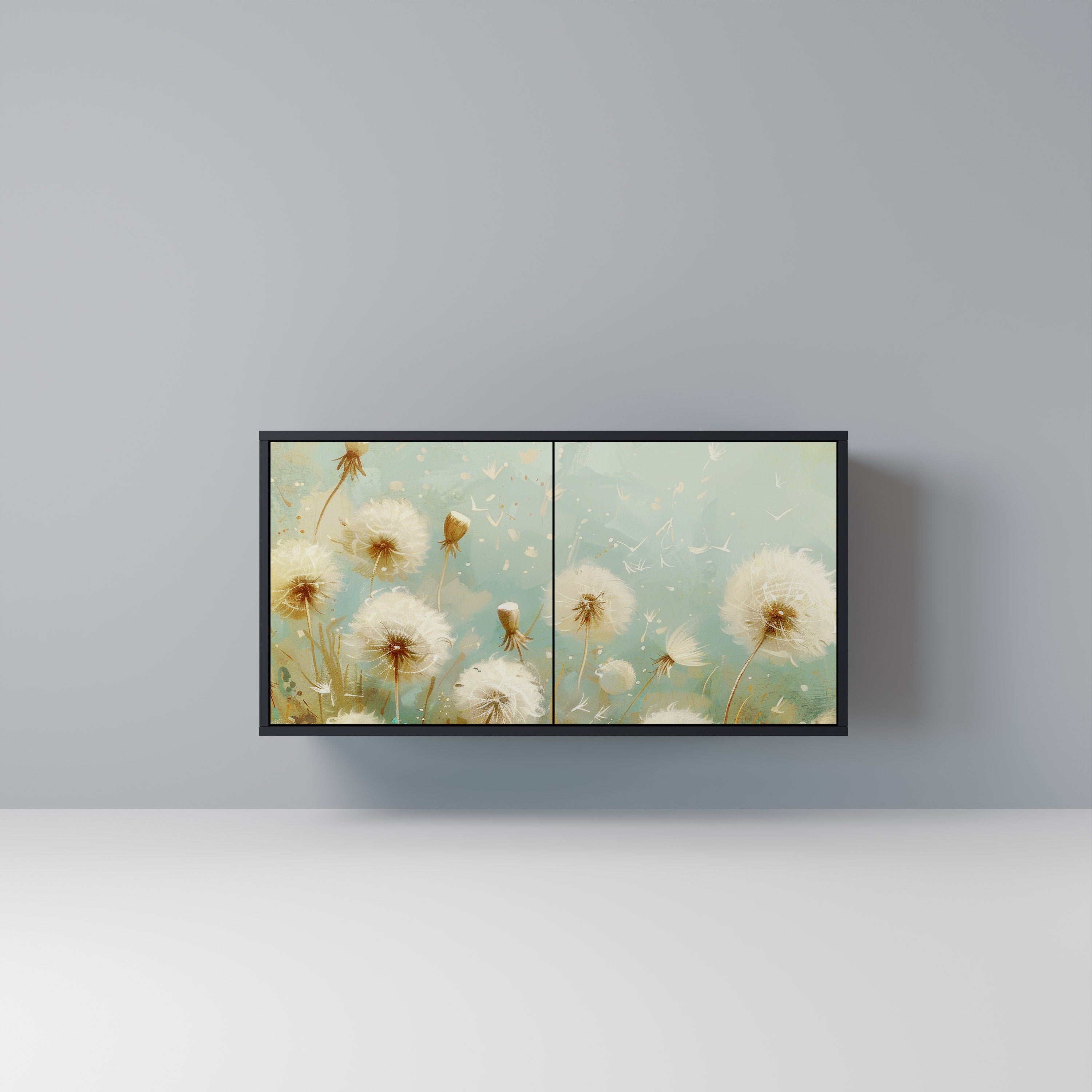 DREAMY MEADOW 2-Door Sideboard in Black Finish