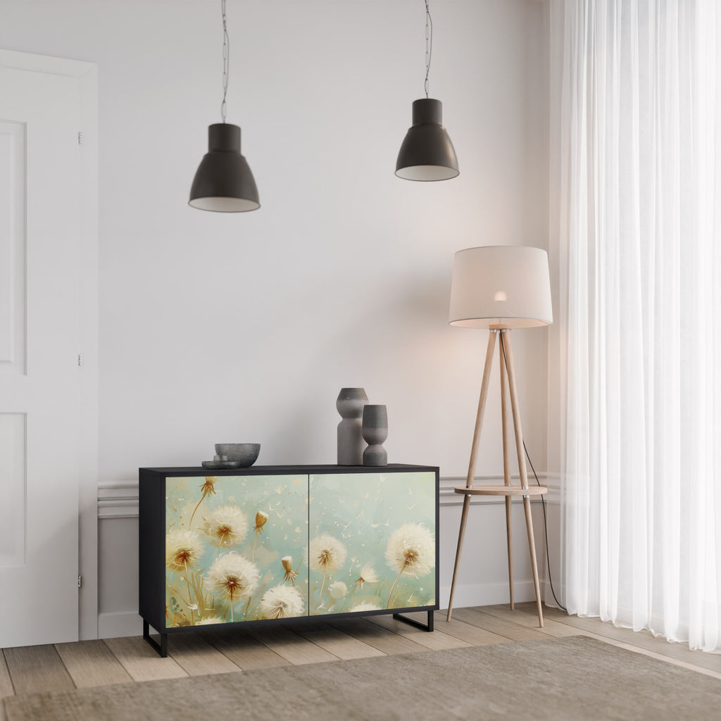 DREAMY MEADOW 2-Door Sideboard in Black Finish