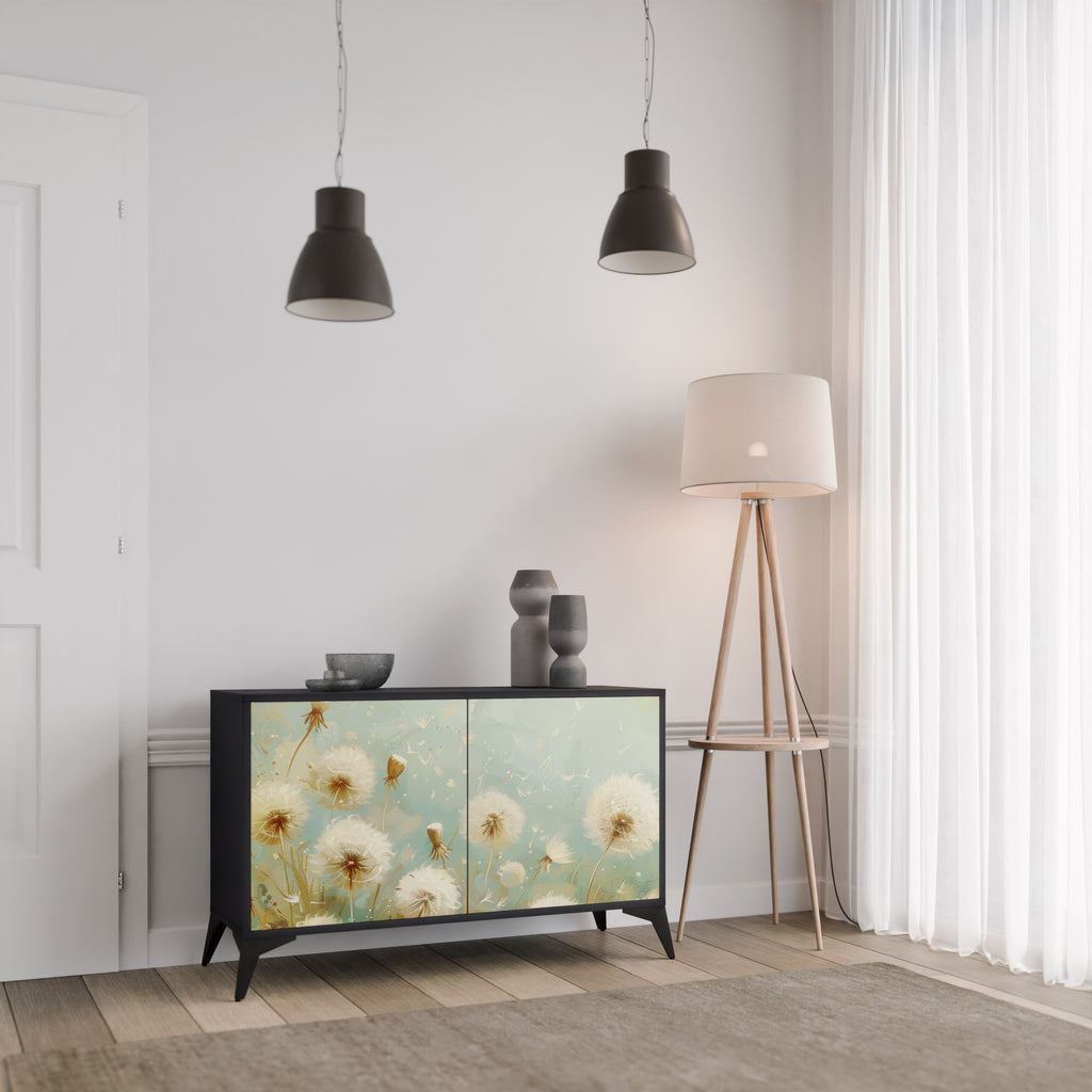 DREAMY MEADOW 2-Door Sideboard in Black Finish