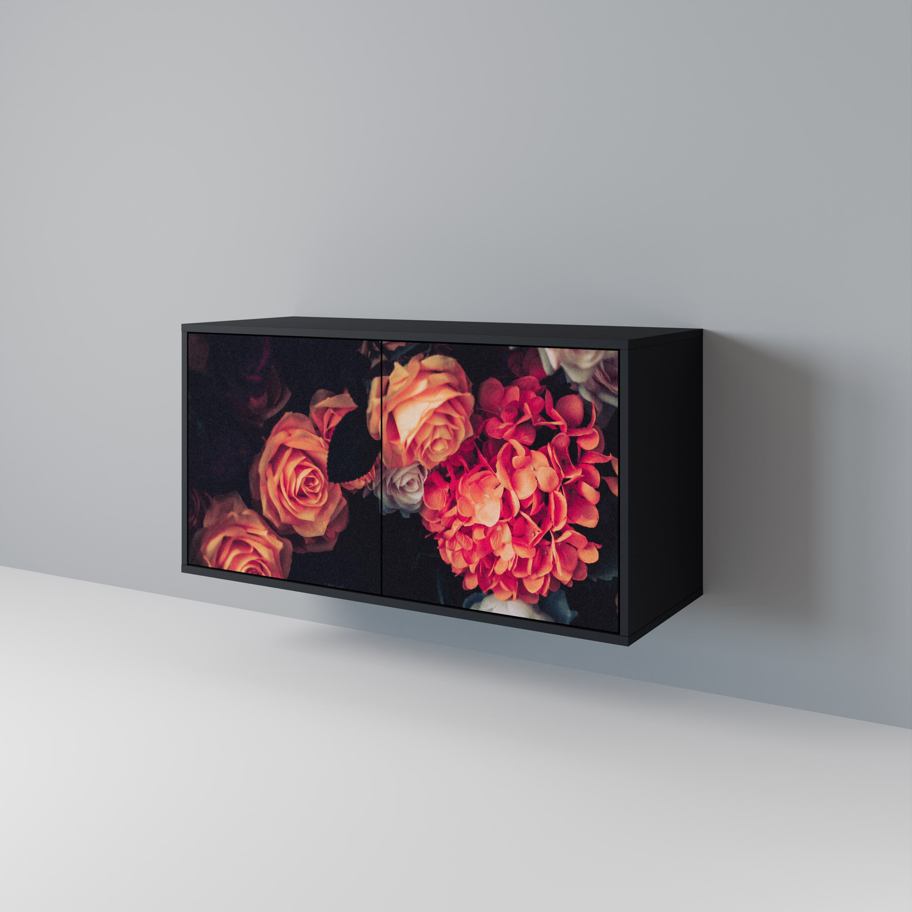 NEVERENDING BLOOM 2-Door Sideboard in Black Finish