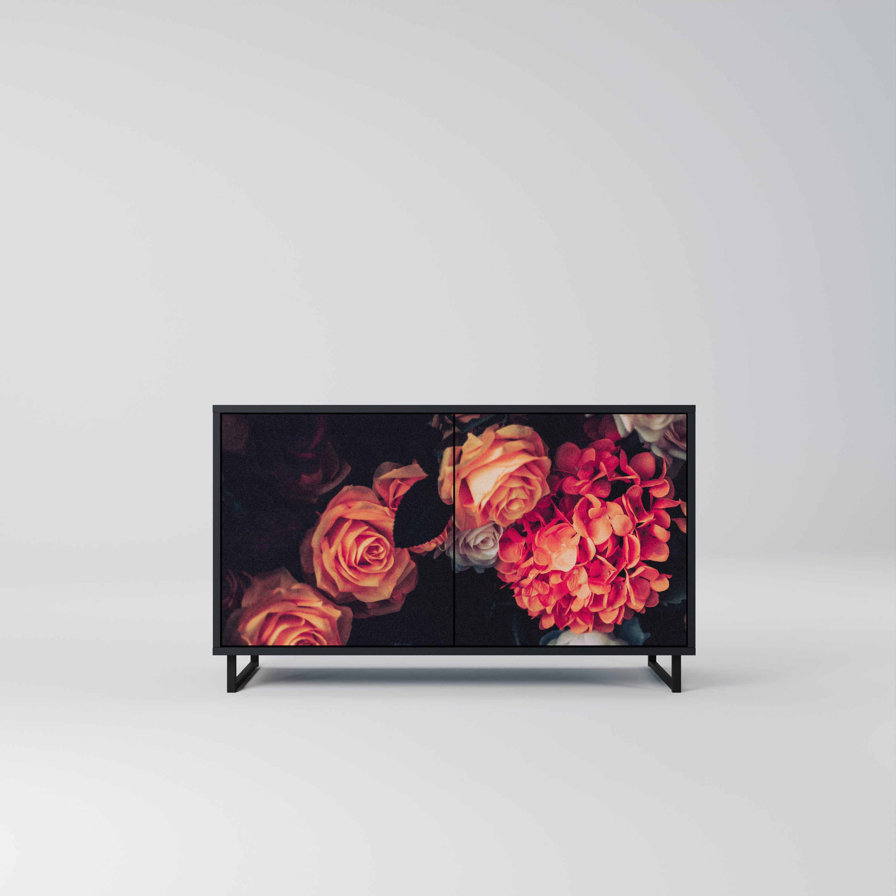 NEVERENDING BLOOM 2-Door Sideboard in Black Finish