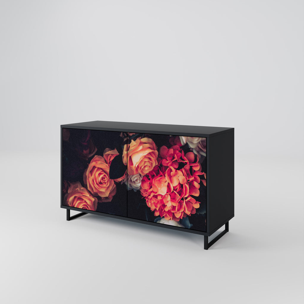 NEVERENDING BLOOM 2-Door Sideboard in Black Finish