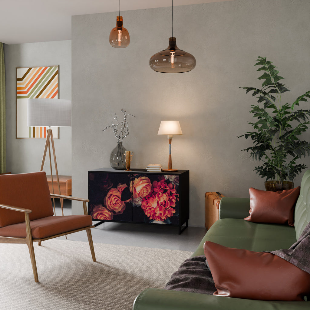 NEVERENDING BLOOM 2-Door Sideboard in Black Finish