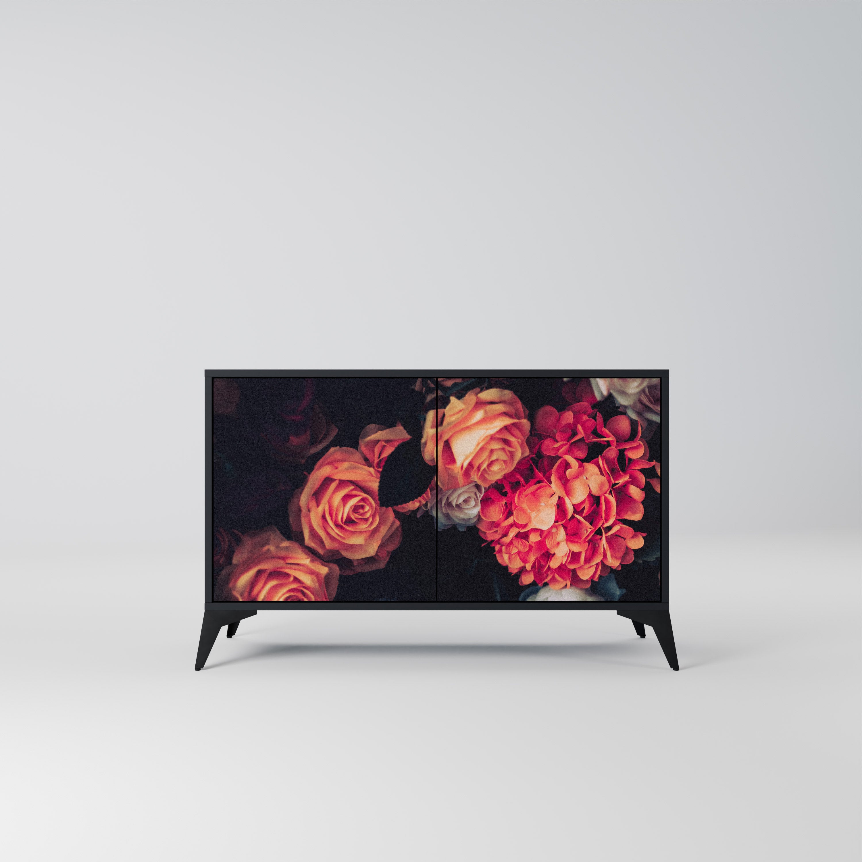 NEVERENDING BLOOM 2-Door Sideboard in Black Finish