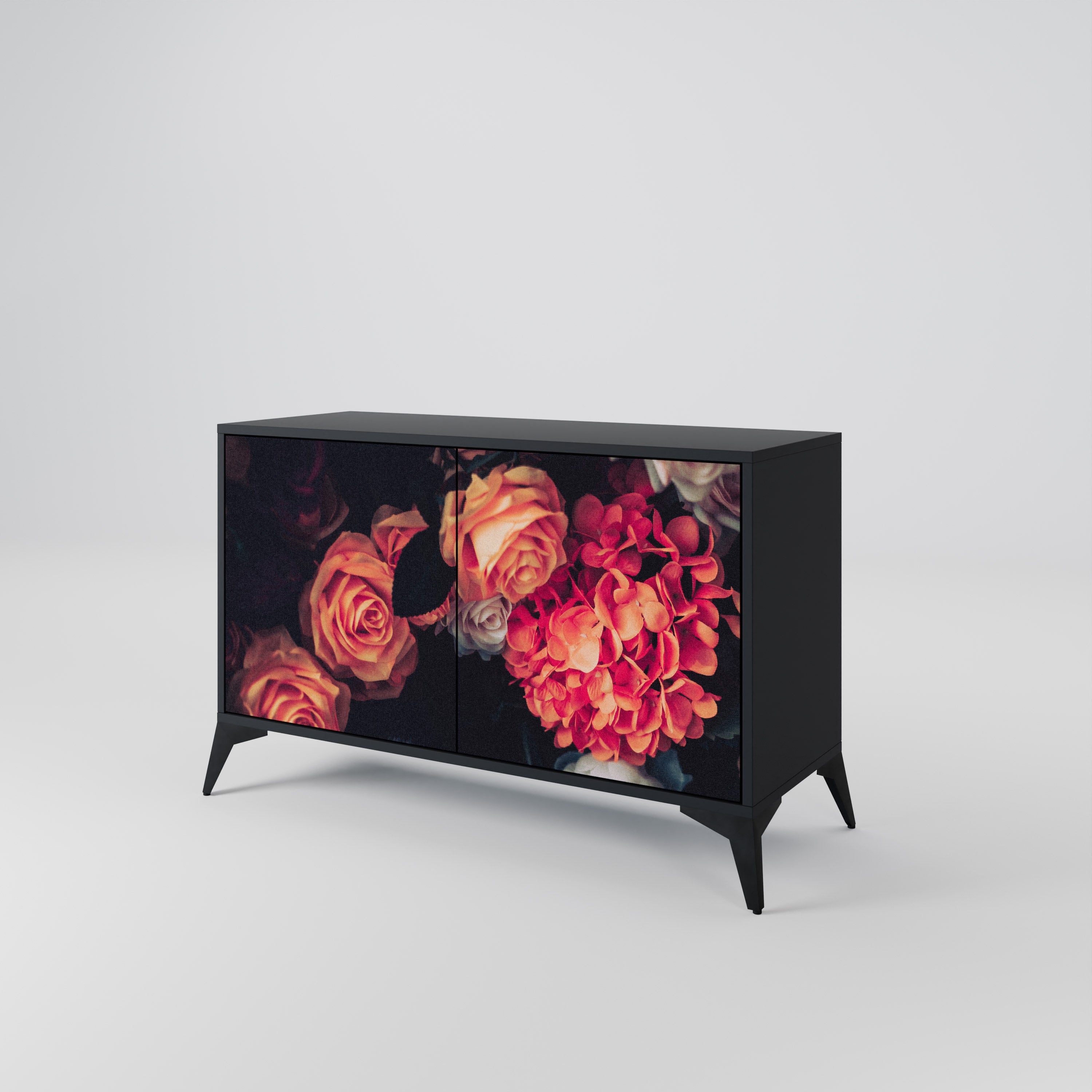 NEVERENDING BLOOM 2-Door Sideboard in Black Finish