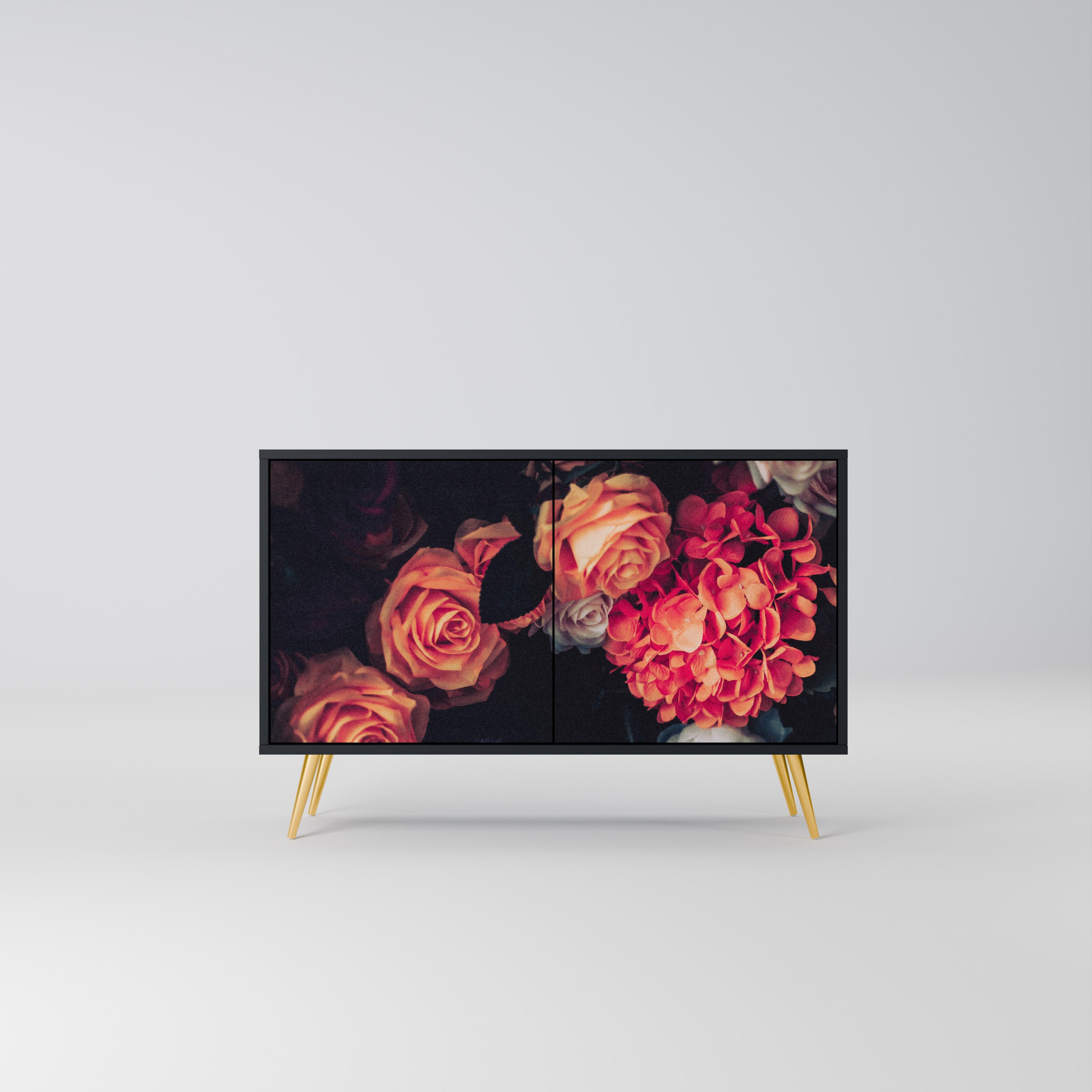 NEVERENDING BLOOM 2-Door Sideboard in Black Finish