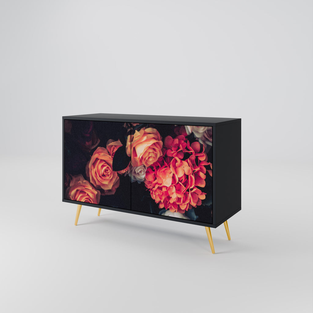 NEVERENDING BLOOM 2-Door Sideboard in Black Finish
