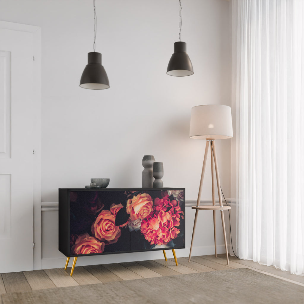 NEVERENDING BLOOM 2-Door Sideboard in Black Finish