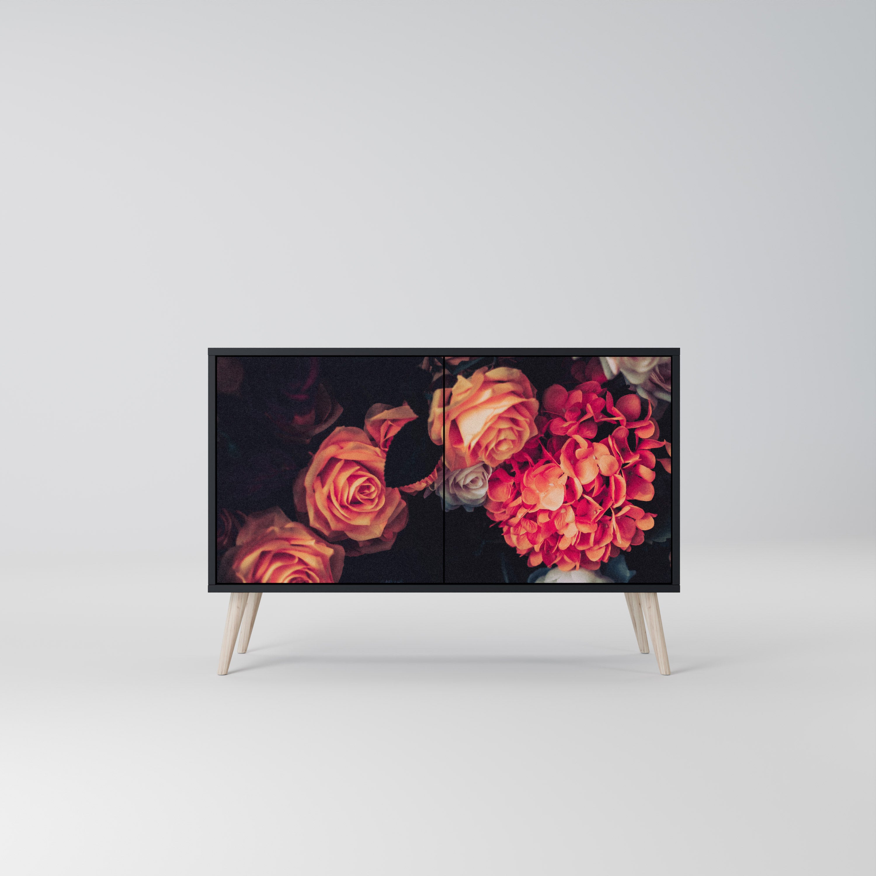 NEVERENDING BLOOM 2-Door Sideboard in Black Finish