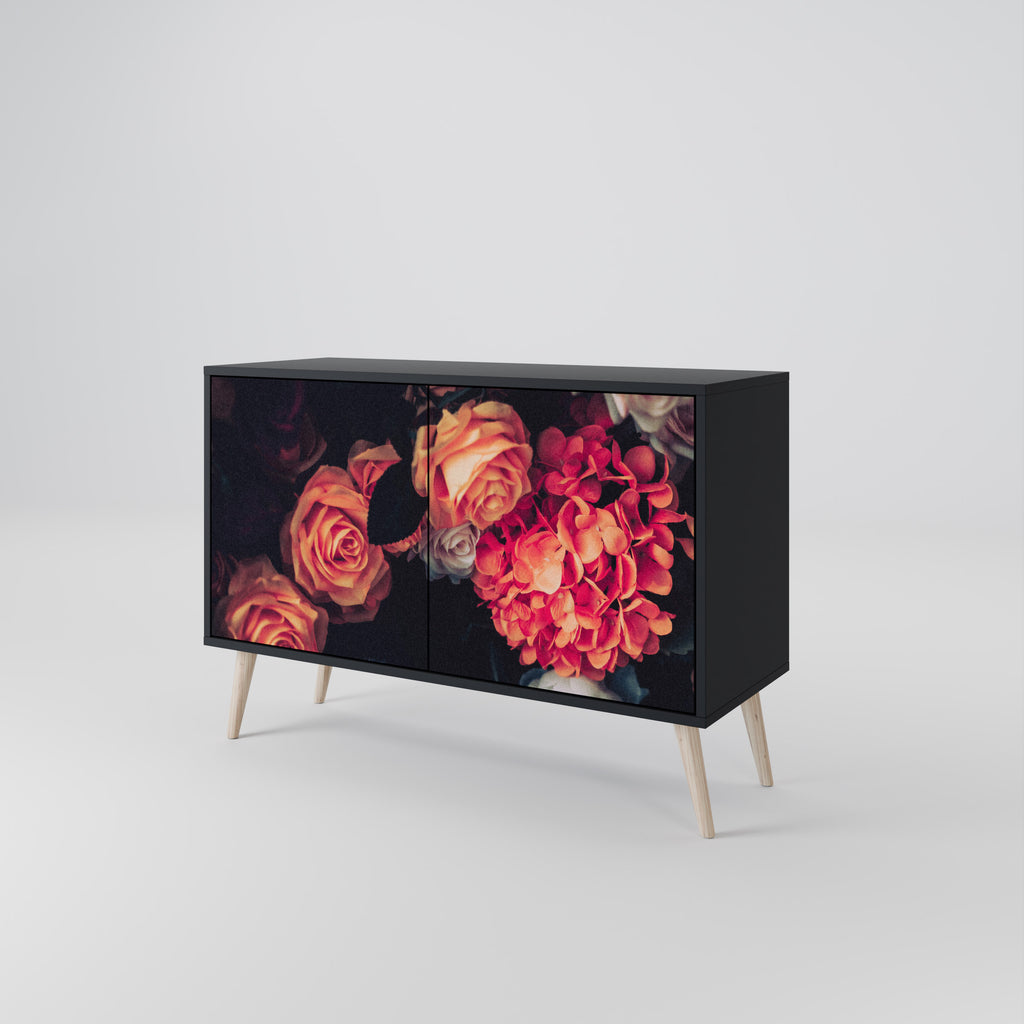 NEVERENDING BLOOM 2-Door Sideboard in Black Finish