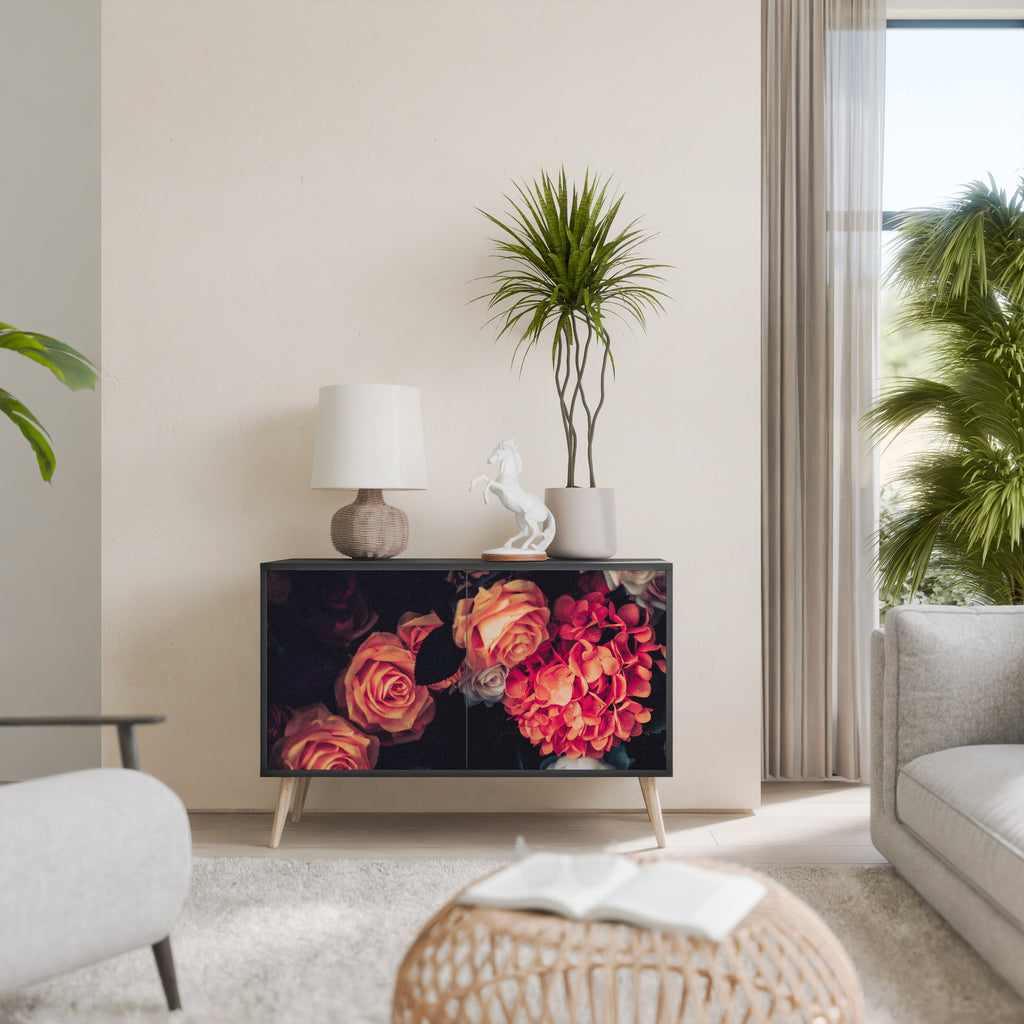 NEVERENDING BLOOM 2-Door Sideboard in Black Finish
