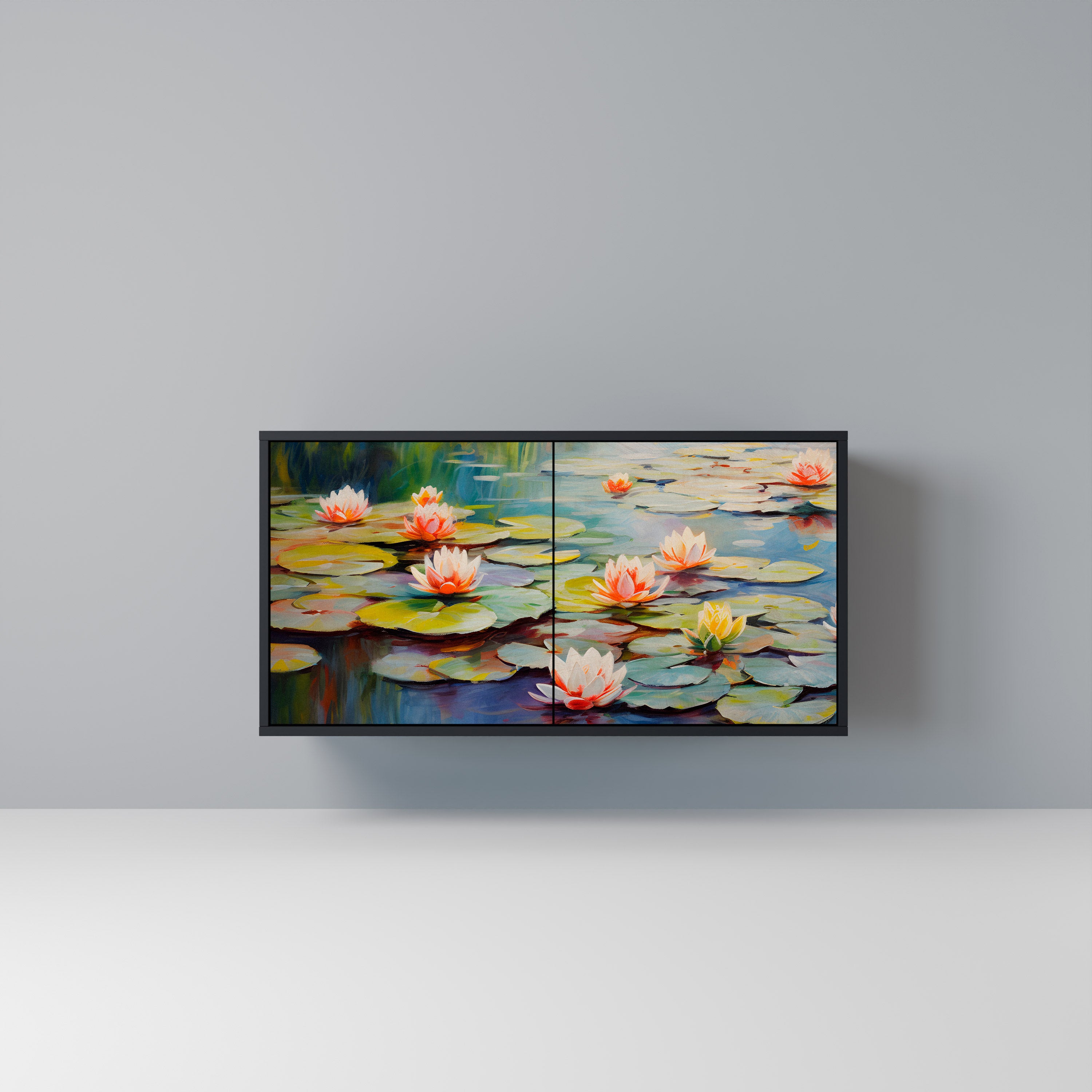 BLOOMING WATERS 2-Door Sideboard in Black Finish