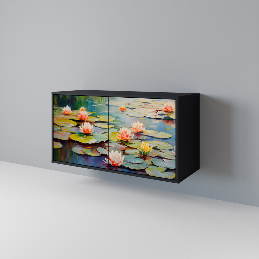 BLOOMING WATERS 2-Door Sideboard in Black Finish