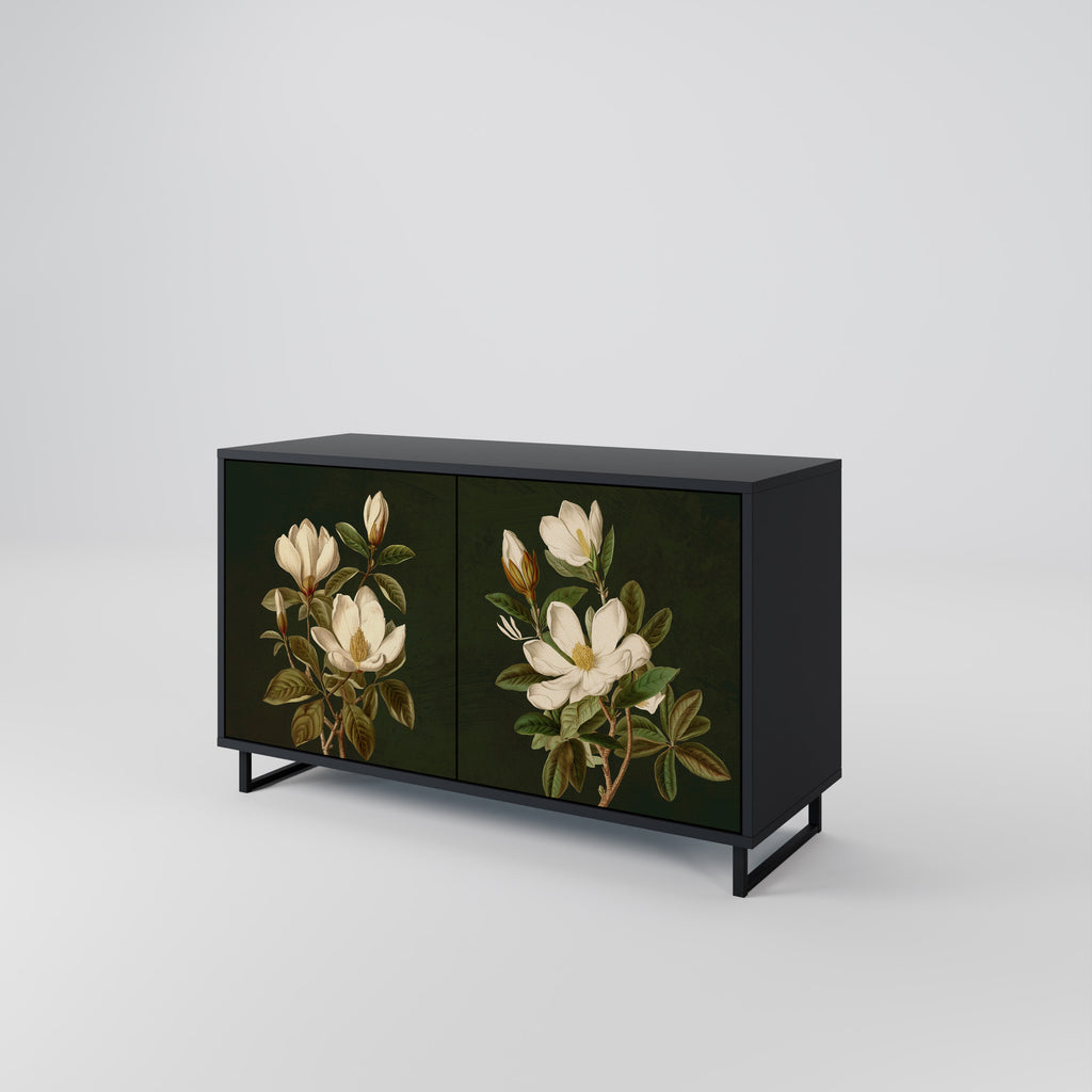 FLORAL NOIR 2-Door Sideboard in Black Finish