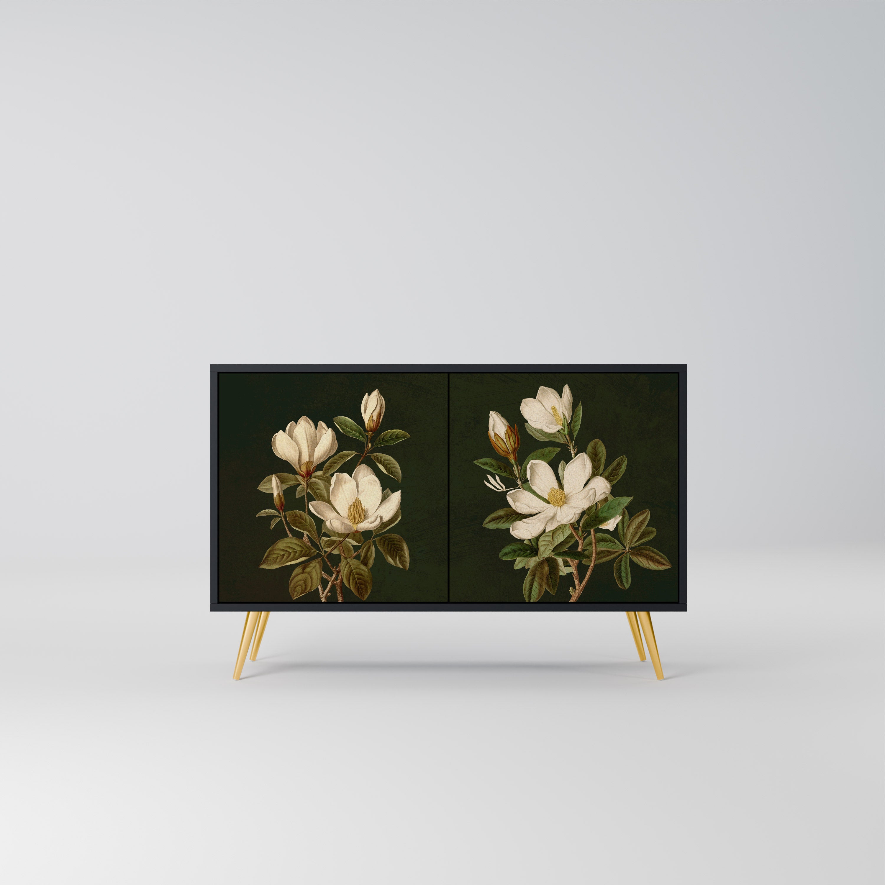 FLORAL NOIR 2-Door Sideboard in Black Finish