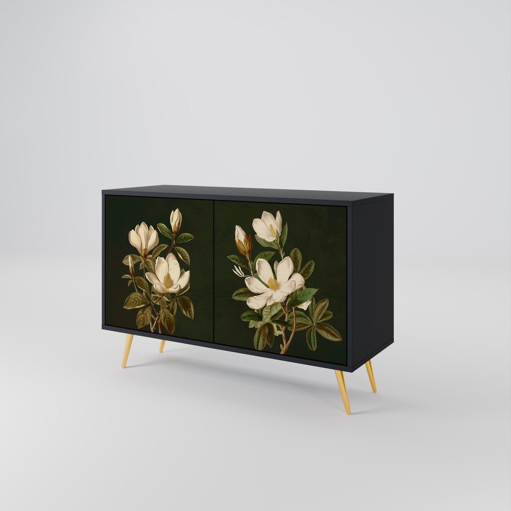 FLORAL NOIR 2-Door Sideboard in Black Finish