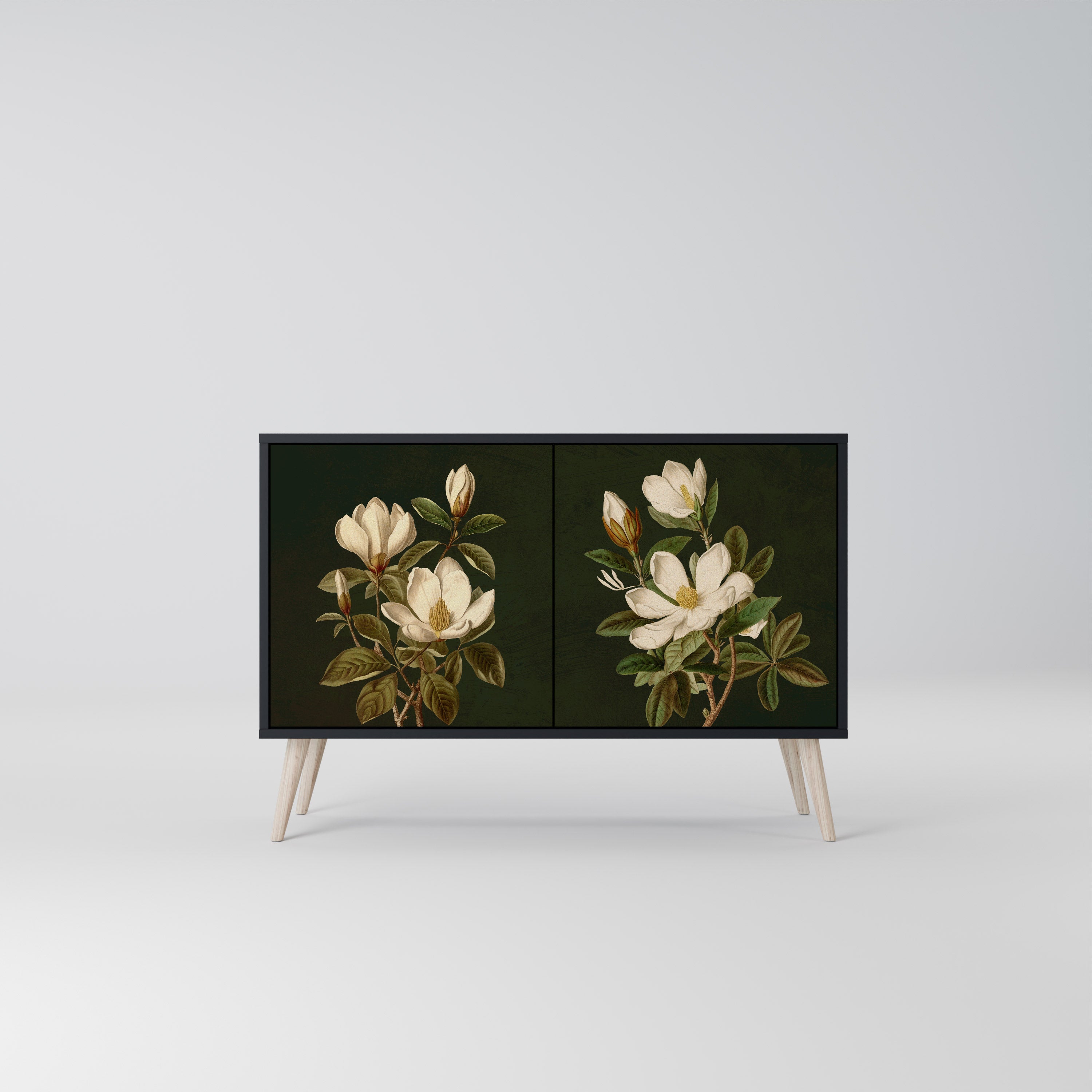 FLORAL NOIR 2-Door Sideboard in Black Finish