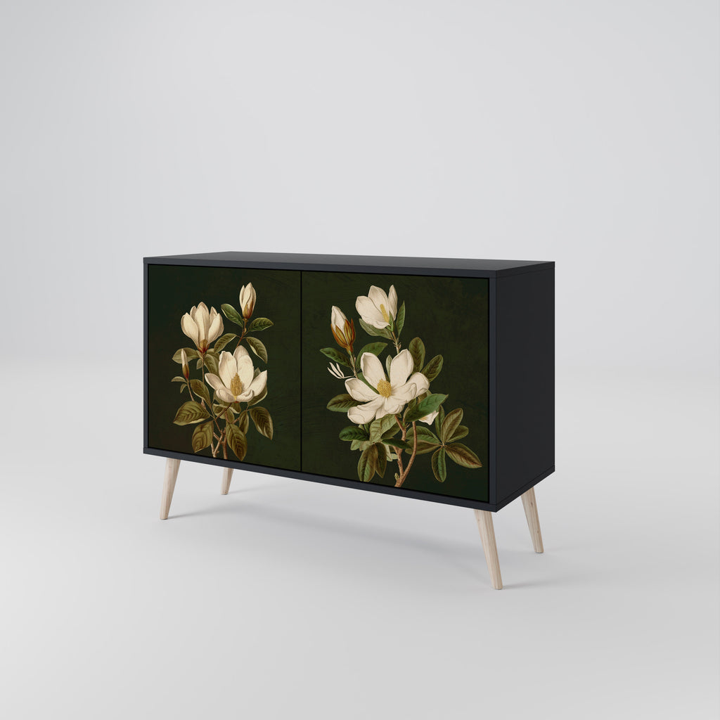 FLORAL NOIR 2-Door Sideboard in Black Finish