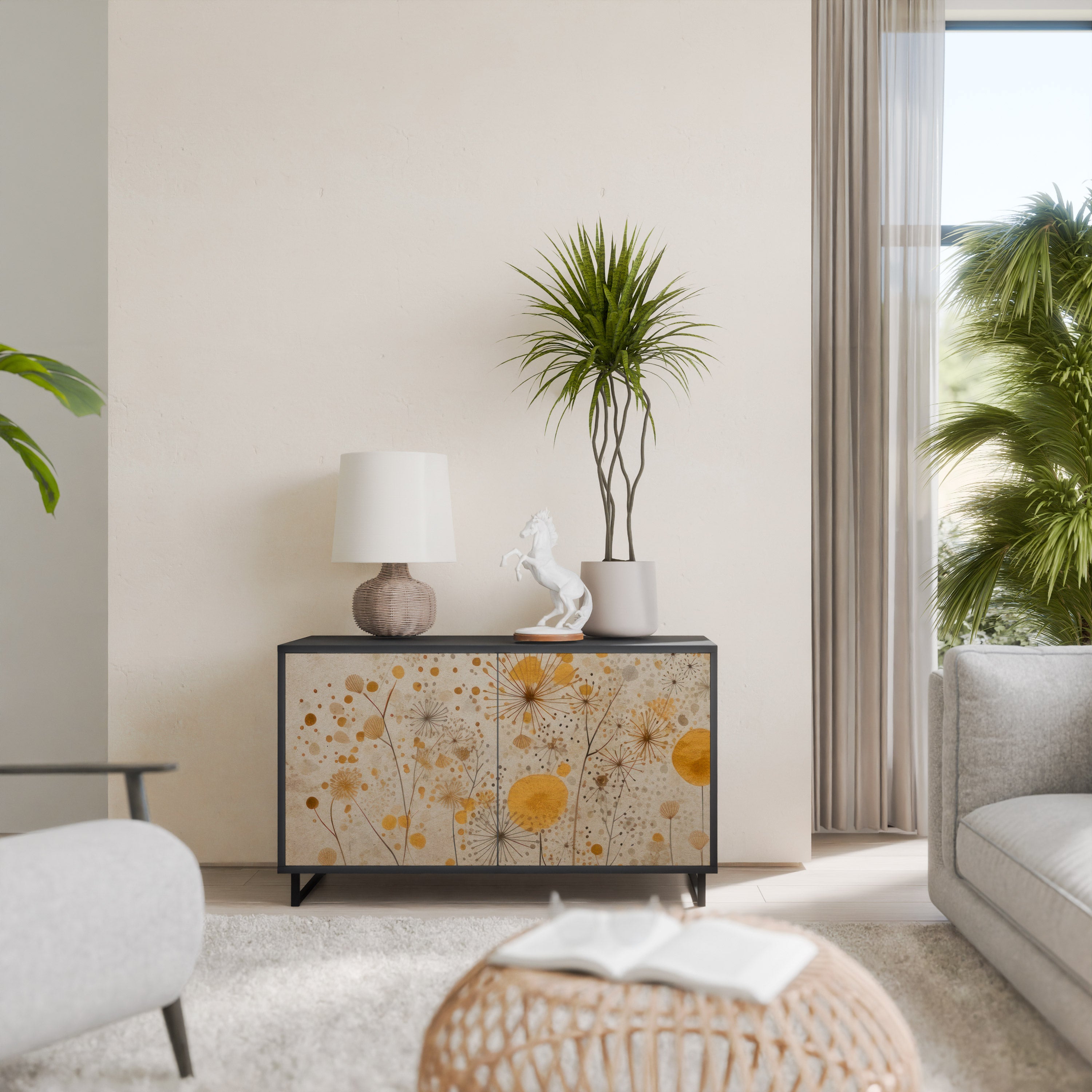 MORNING GLADE 2-Door Sideboard in Black Finish