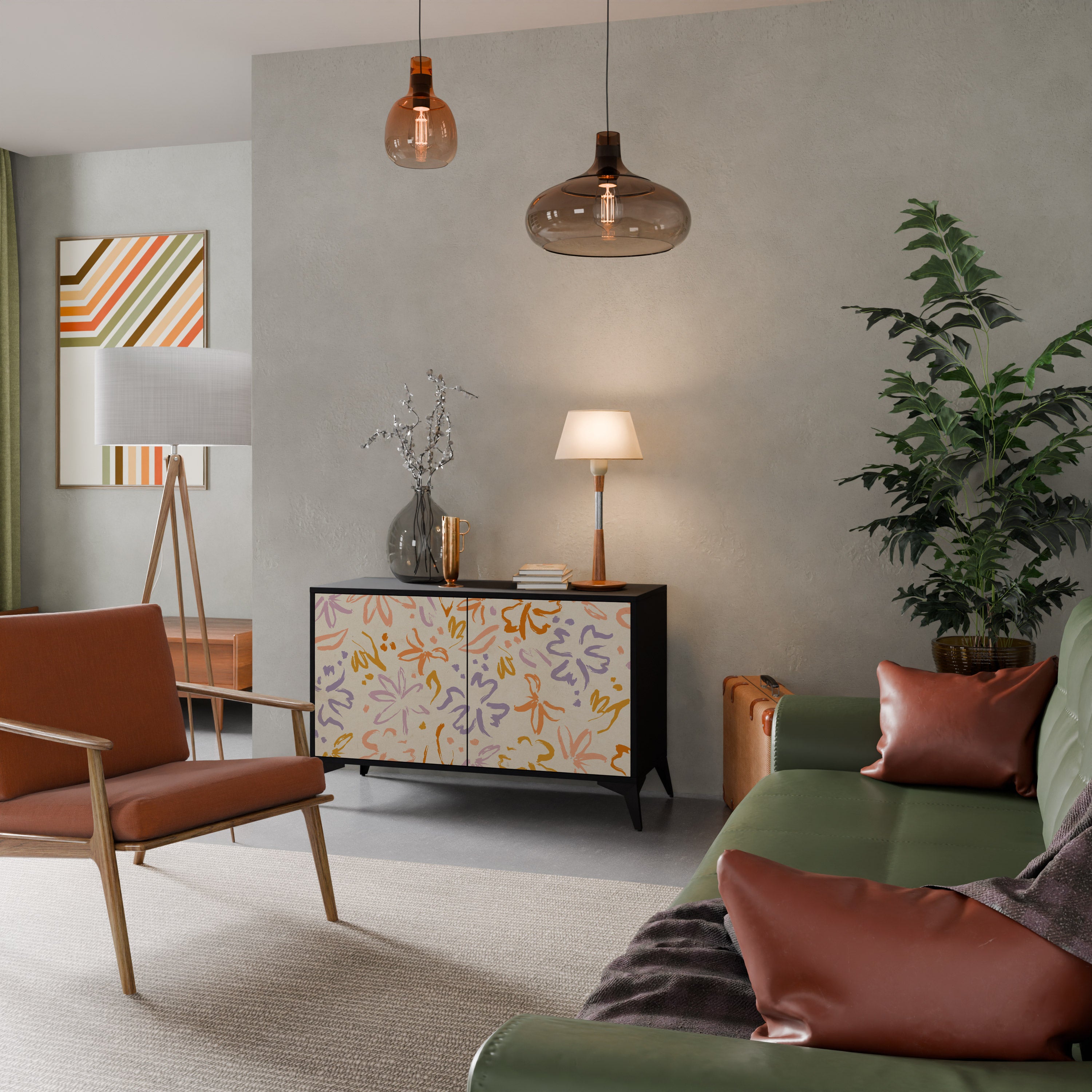 SPRING WHIMSY 2-Door Sideboard in Black Finish