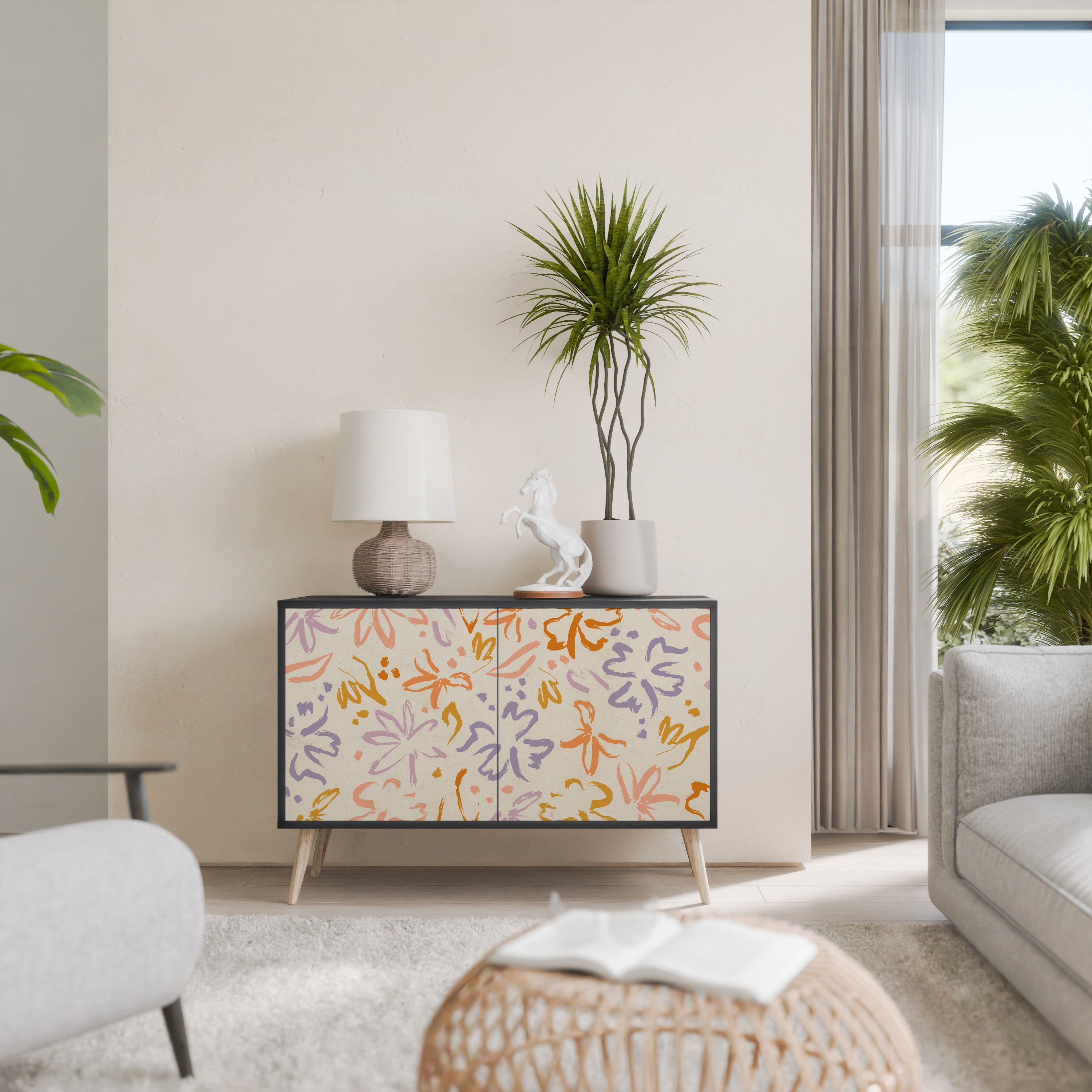 SPRING WHIMSY 2-Door Sideboard in Black Finish