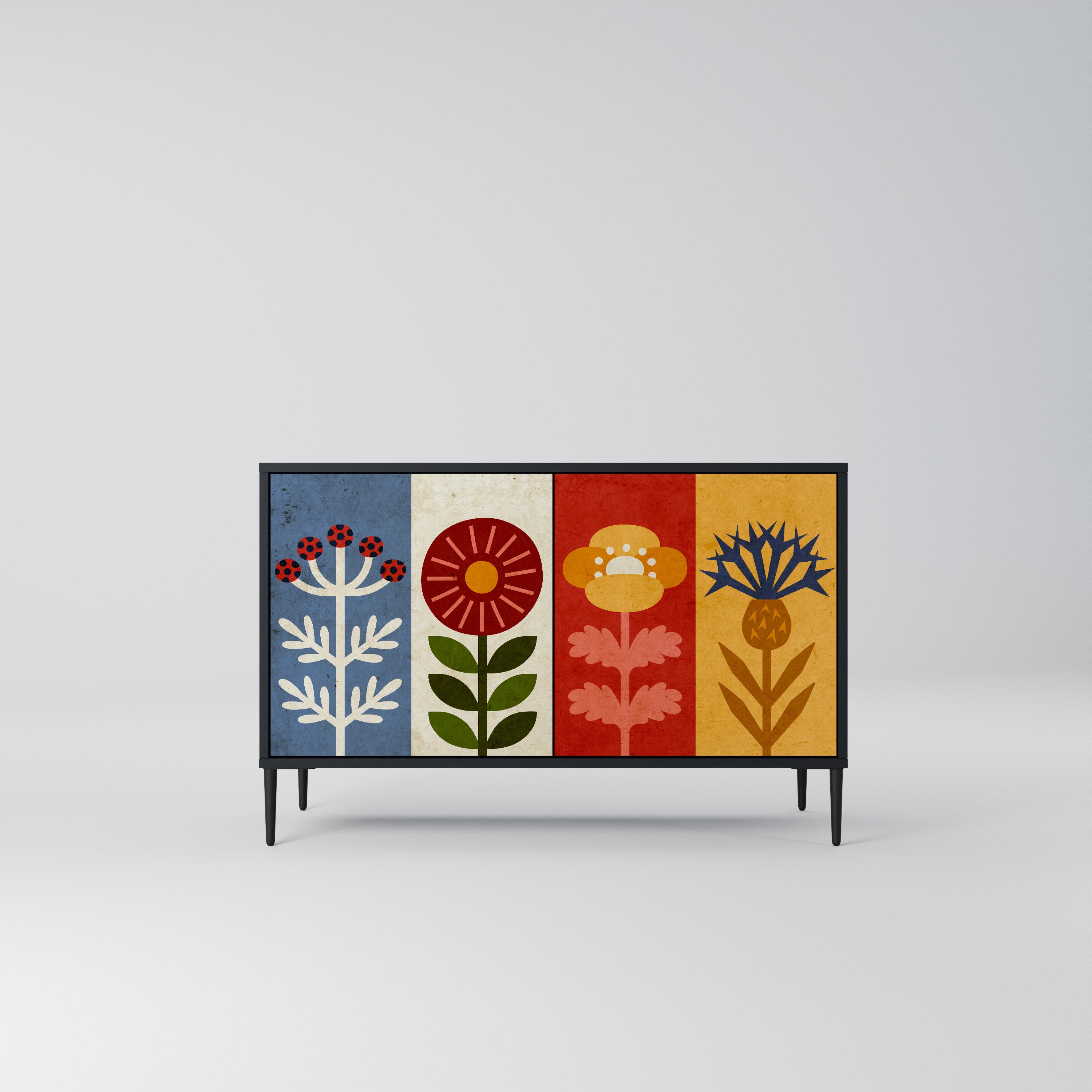 SCANDIC FLOWERET 2-Door Sideboard in Black Finish