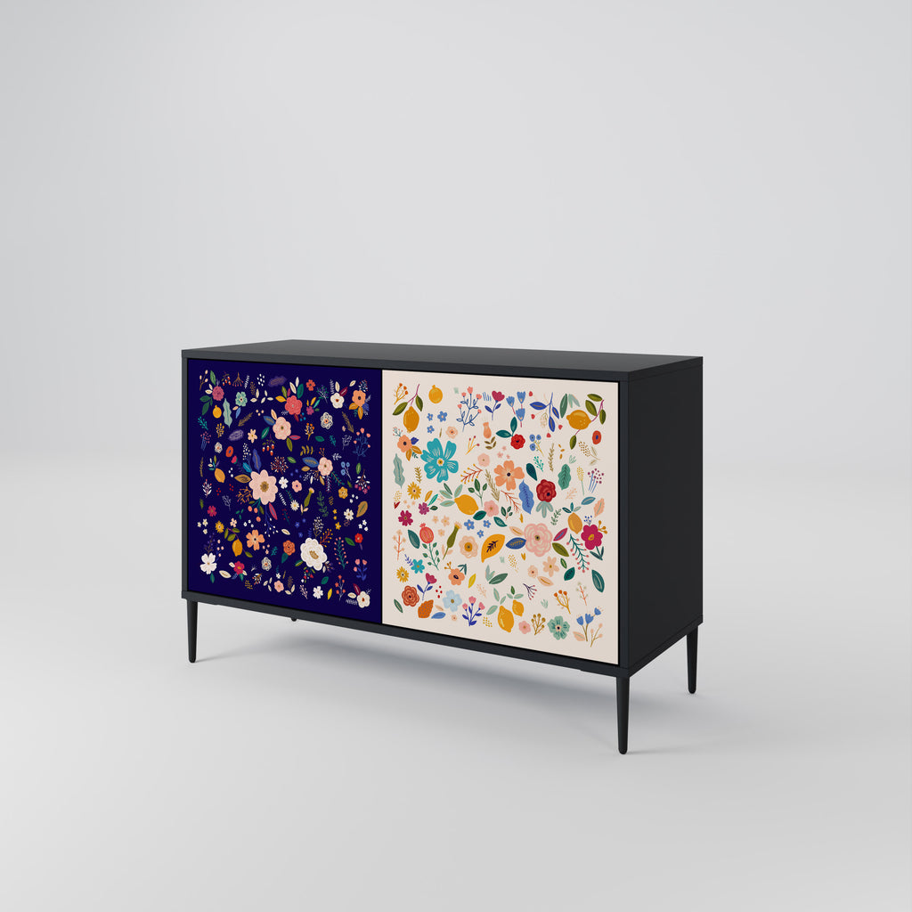 FLORAL COMBINATION 2-Door Sideboard in Black Finish