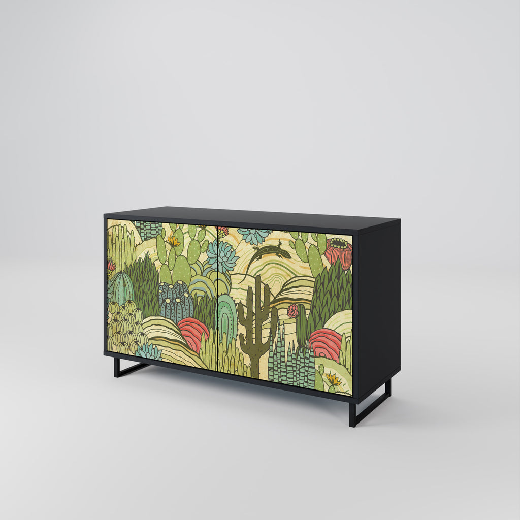 SUCCULENTS KALEIDOSCOPE 2-Door Sideboard in Black Finish