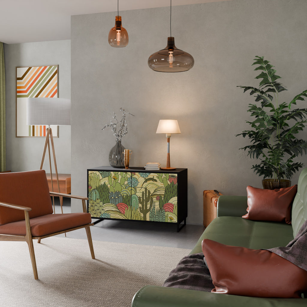 SUCCULENTS KALEIDOSCOPE 2-Door Sideboard in Black Finish