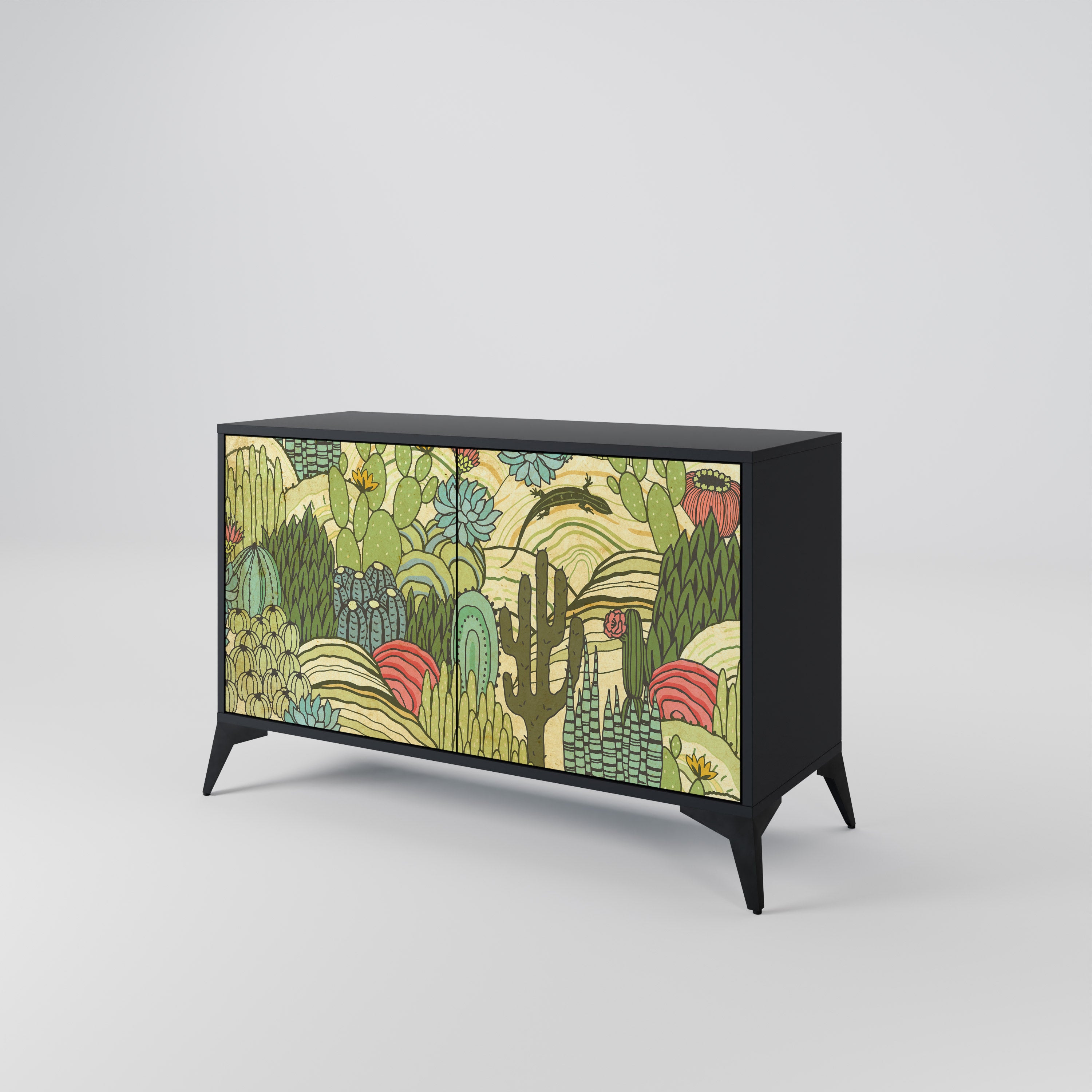 SUCCULENTS KALEIDOSCOPE 2-Door Sideboard in Black Finish