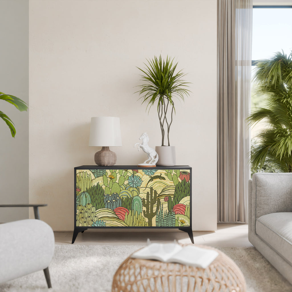 SUCCULENTS KALEIDOSCOPE 2-Door Sideboard in Black Finish