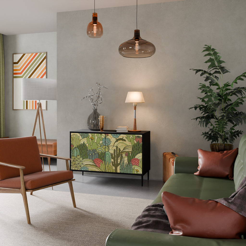 SUCCULENTS KALEIDOSCOPE 2-Door Sideboard in Black Finish