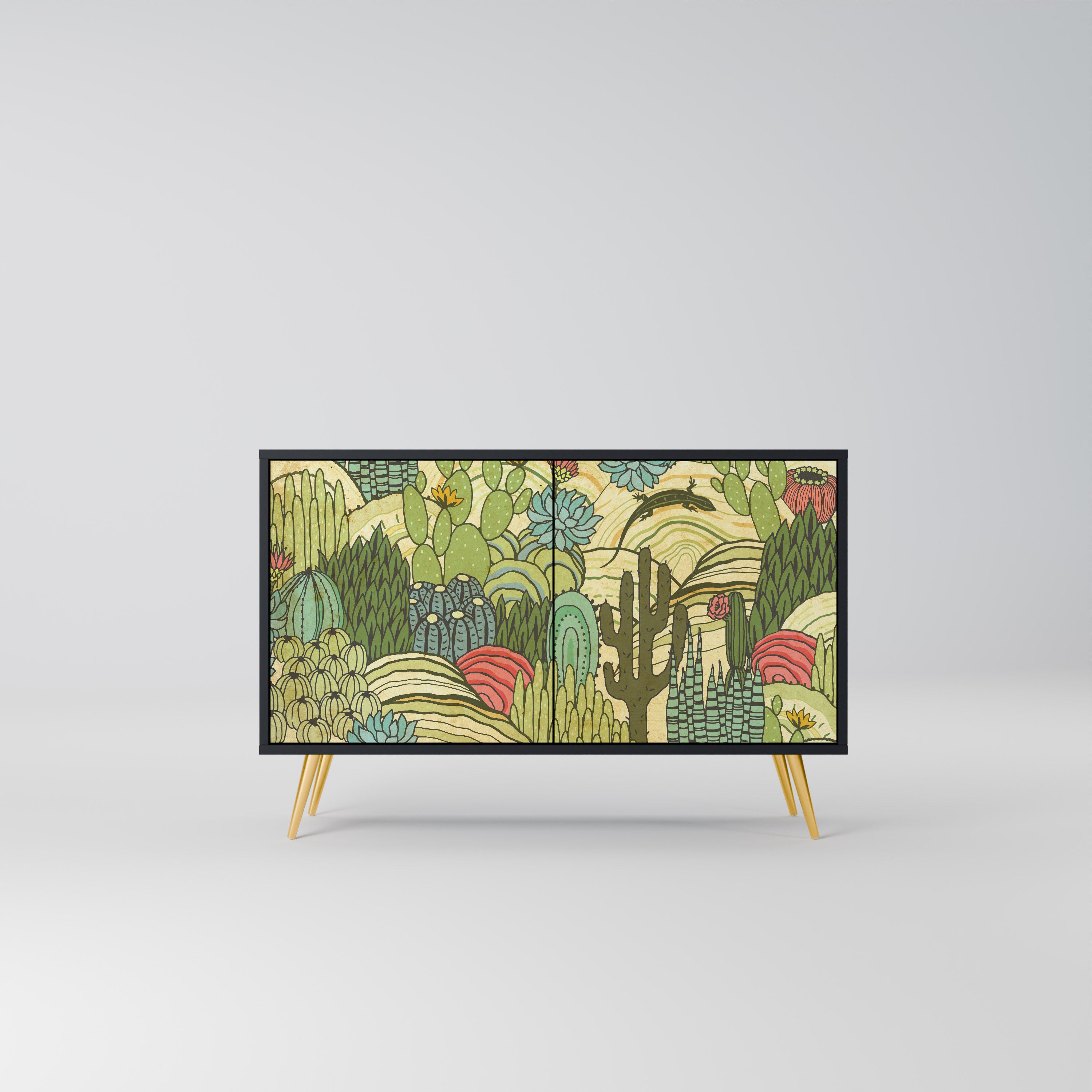 SUCCULENTS KALEIDOSCOPE 2-Door Sideboard in Black Finish